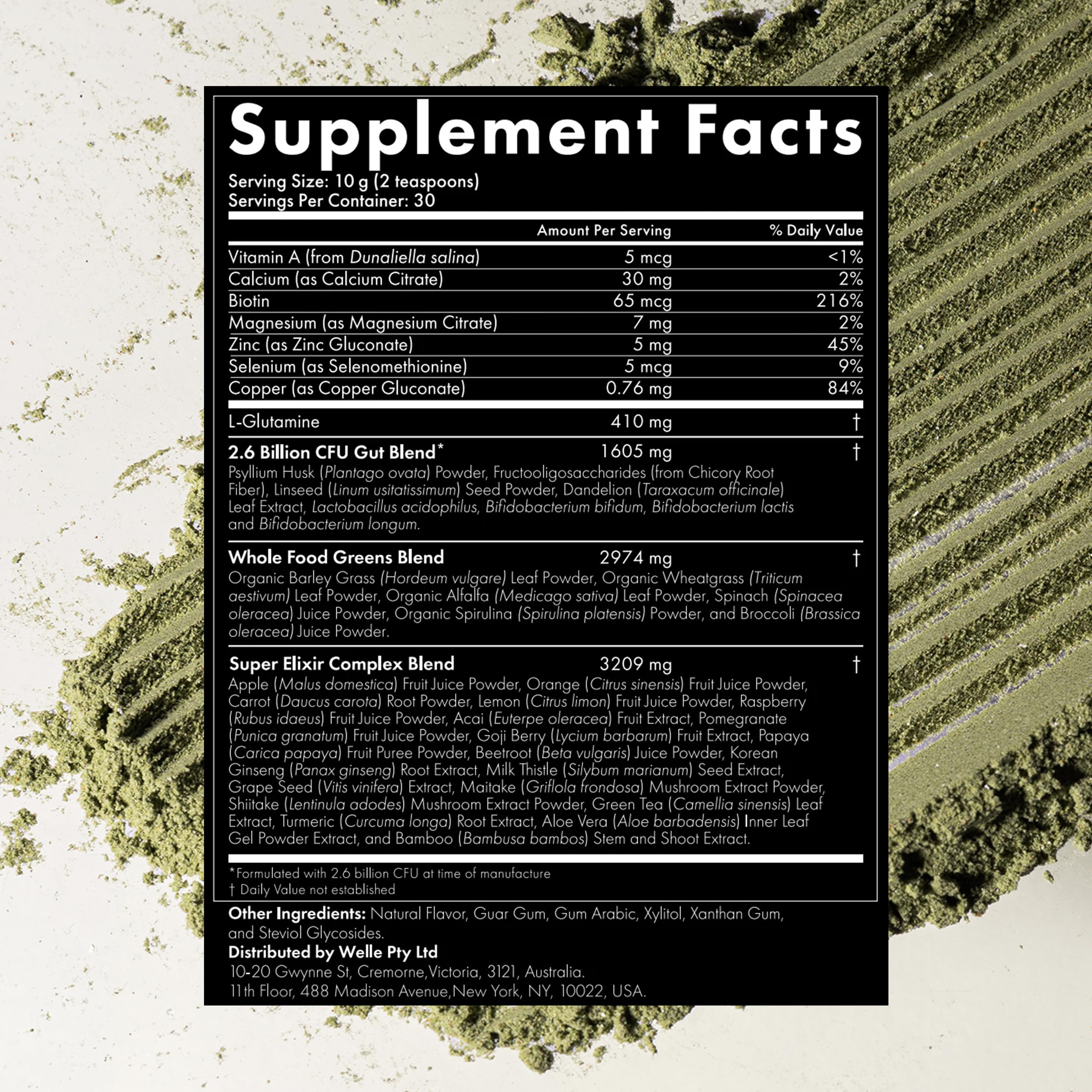 WelleCo The Super Elixir Daily Greens Powder, Probiotic Drink Mix with Whole Foods, Gluten Free, Vegan Gut Health Powder, Energy, Immunity, Healthy Skin, Hair & Nails (Jar, Blood Orange) WelleCo buy supplements canada