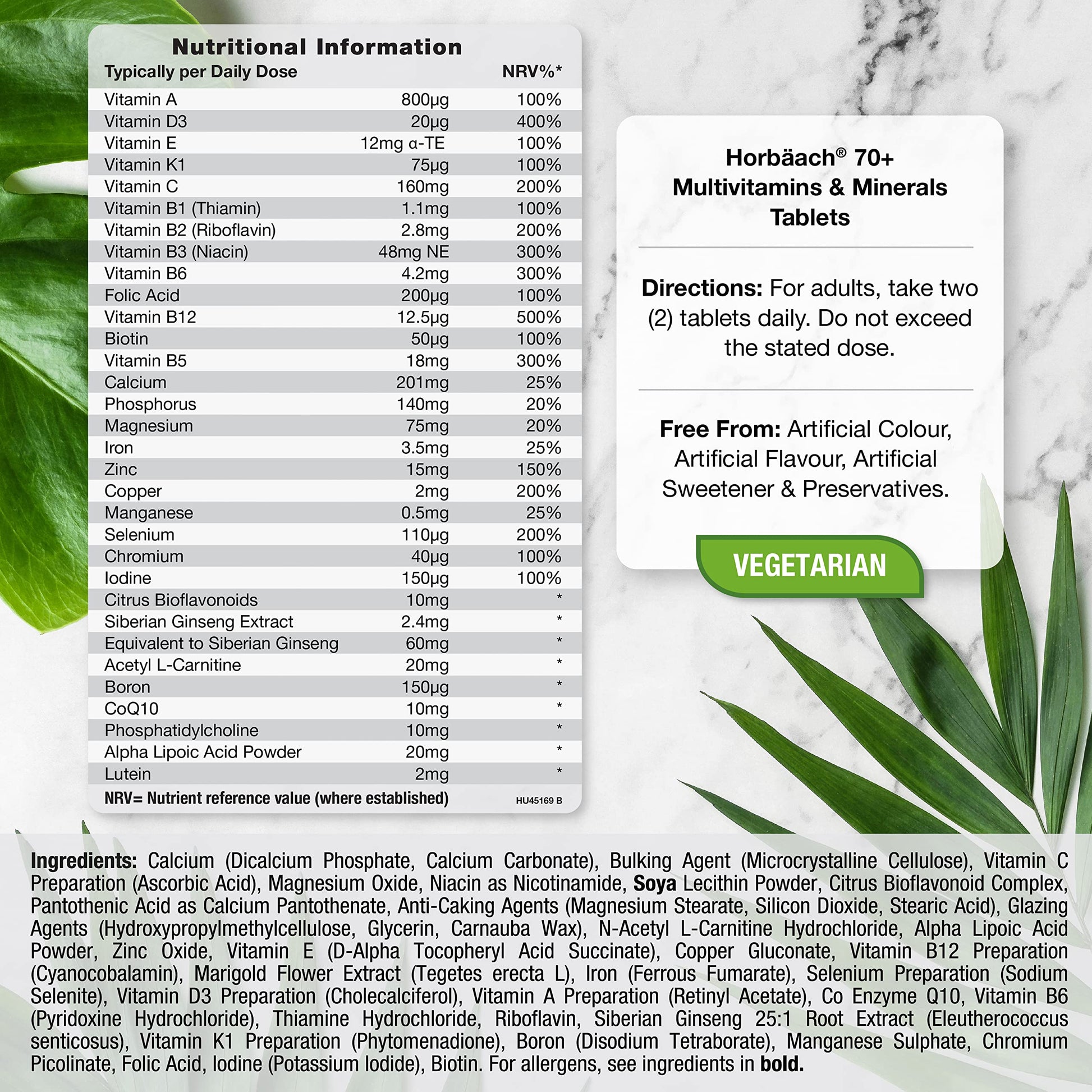 Multivitamin 70 Plus Tablets | 90 Count | with Essential Vitamins and Minerals | for Men and Horbäach buy supplements canada