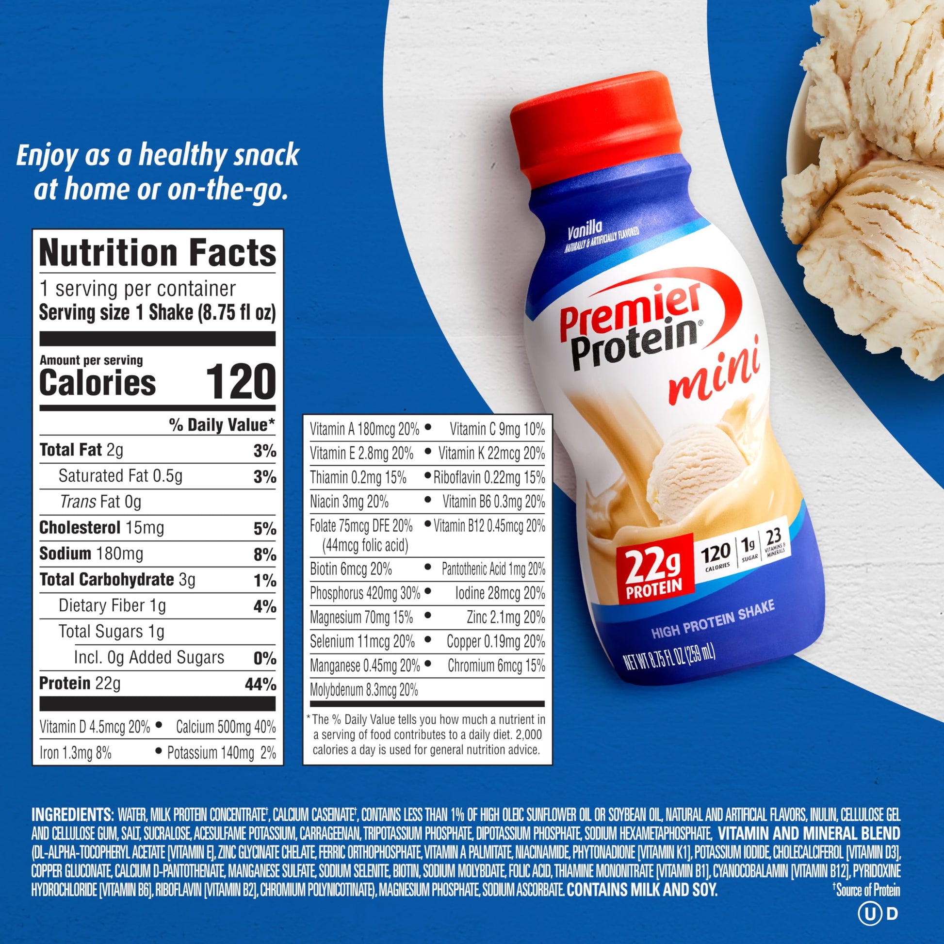 Premier Protein Shake MINIs, Vanilla, 22g Protein, 120 Calories, 1g Sugar, 8.75fl oz Premier Protein buy supplements canada