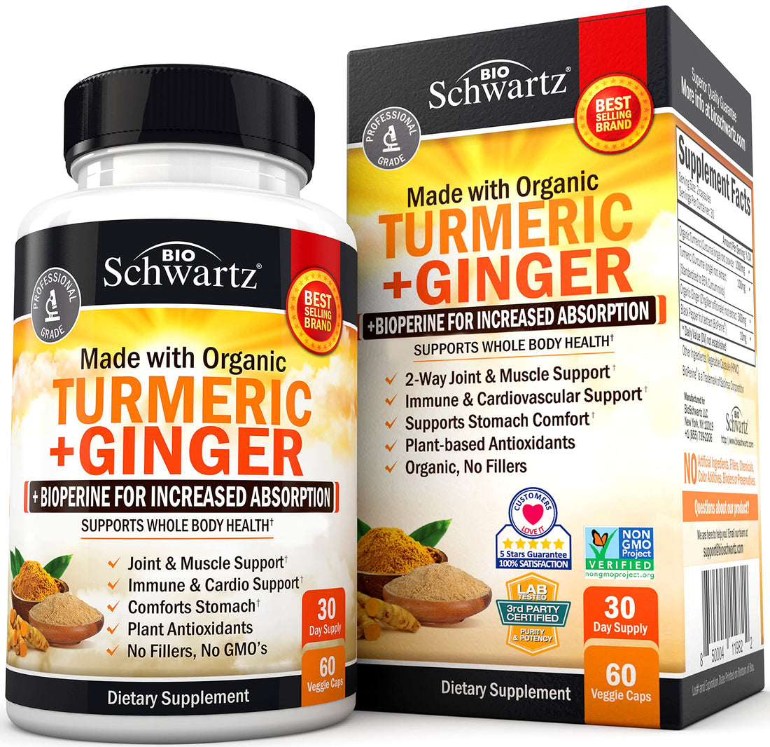 Organic Turmeric Curcumin and Ginger - 95% Standardized Curcuminoids with BioPerine BioSchwartz buy supplements canada