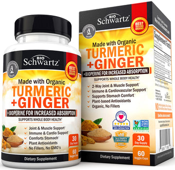 Organic Turmeric Curcumin and Ginger - 95% Standardized Curcuminoids with BioPerine BioSchwartz buy supplements canada