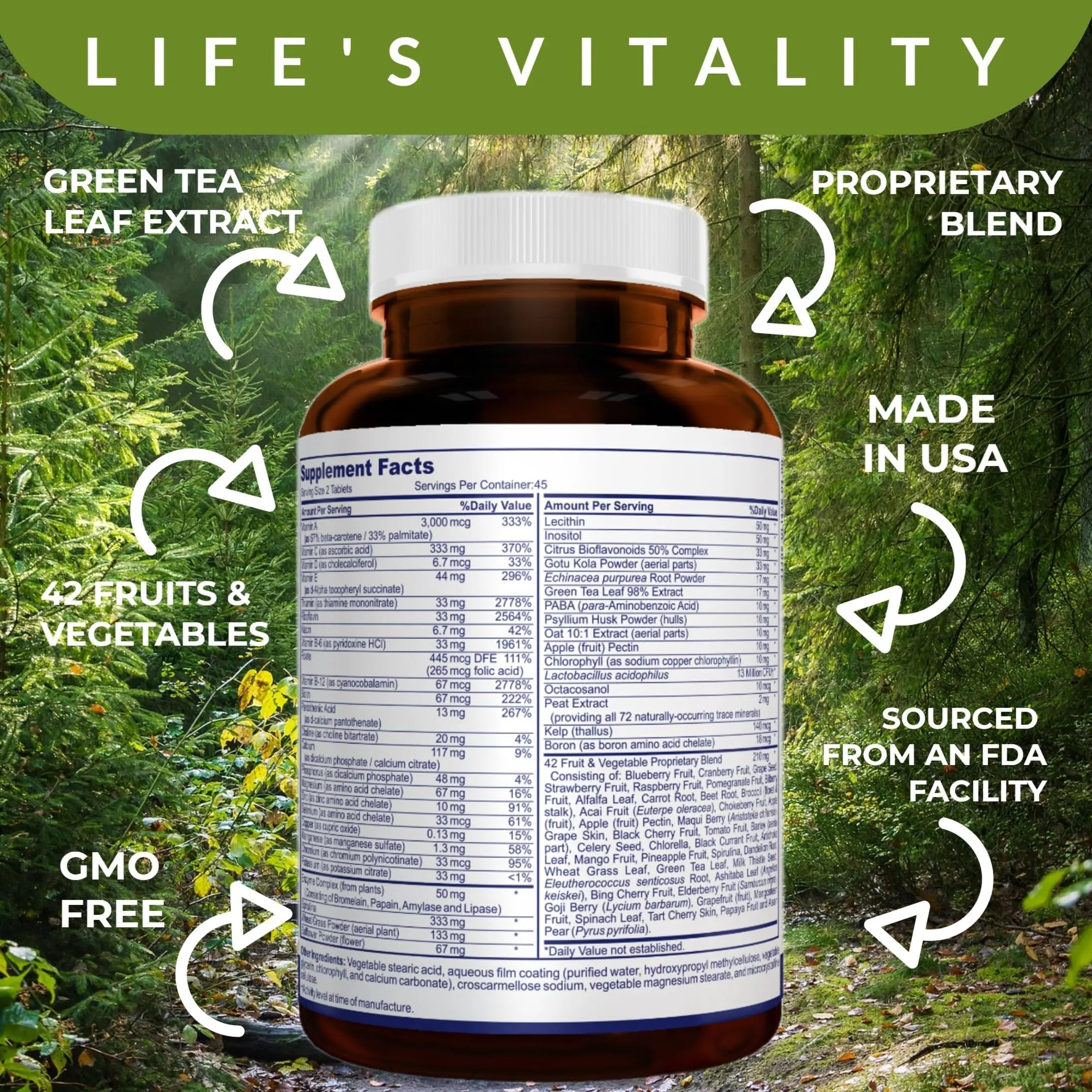 DR. MOSSERI Life's Vitality Vegan Multivitamin for Men & Women – Non-GMO Formula with 42 Fruits and Vegetables, Daily Multivitamin and Mineral Complex DR. MOSSERI buy supplements canada
