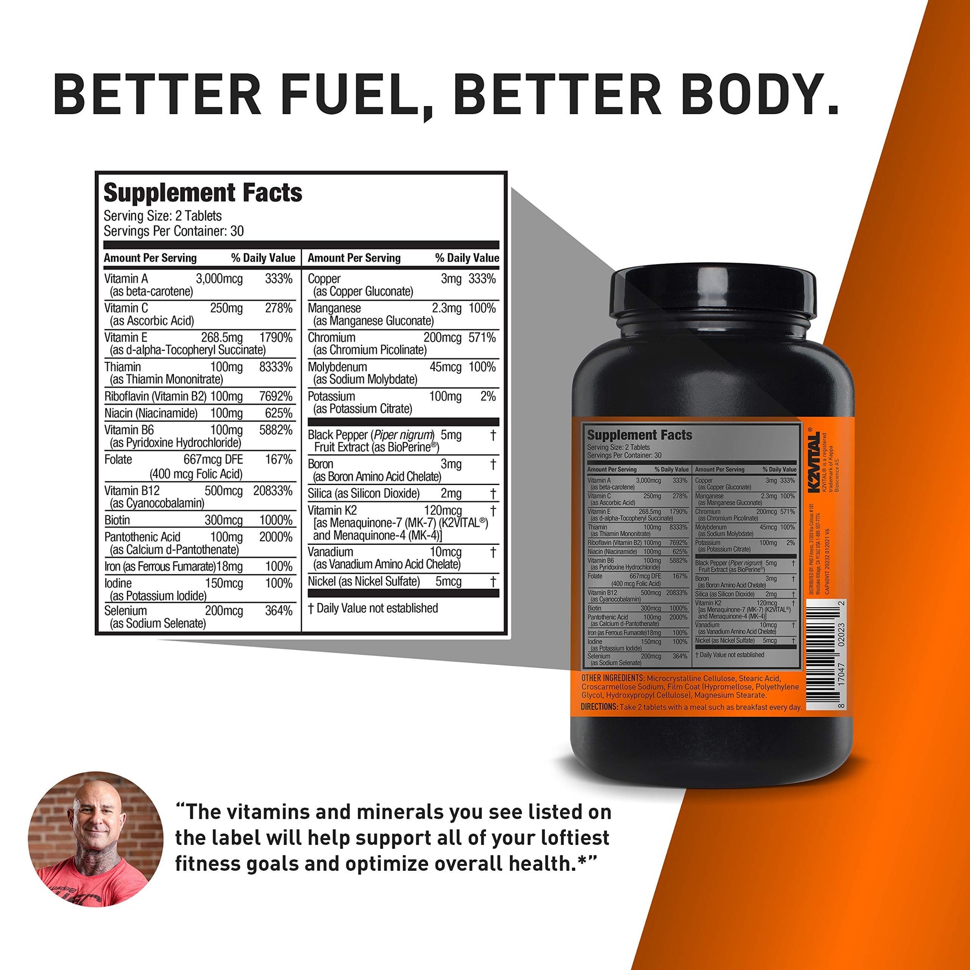JYM Supplement Science Vita JYM Sports Multivitamin & Mineral Support, Vitamin A, C, B6, B12, E, K, Boron, Biotin, Potassium 60 Tablets JYM Supplement Science buy supplements canada