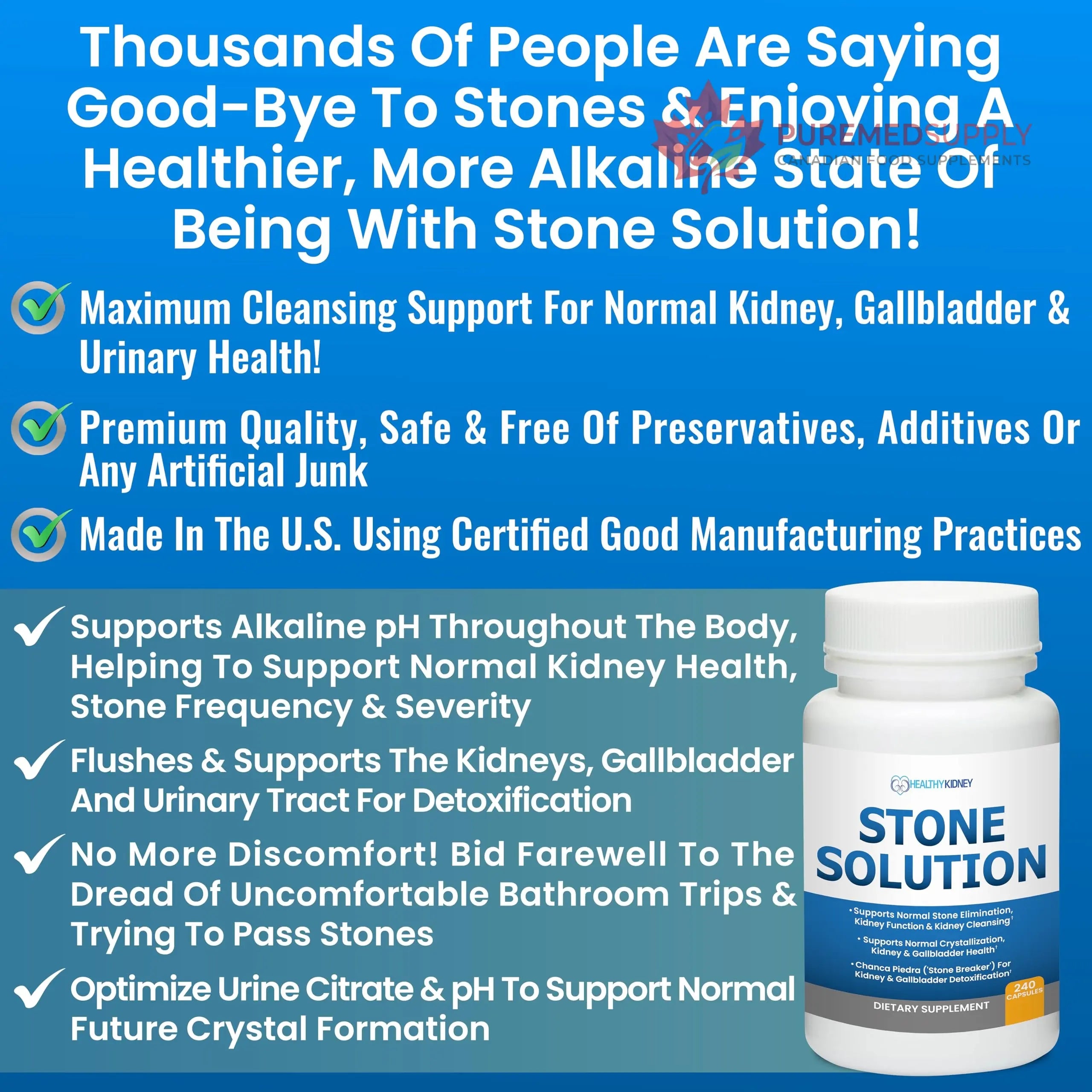 Stone Solution Capsules- Natural Dissolver, Kidney Stone Support & Kidney Cleanser Chanca Piedra Stone Breaker Gallbladder Cleanse, Flush & Stop Recurrence, Stone Relief 60 Servings Kidney Restore buy supplements canada