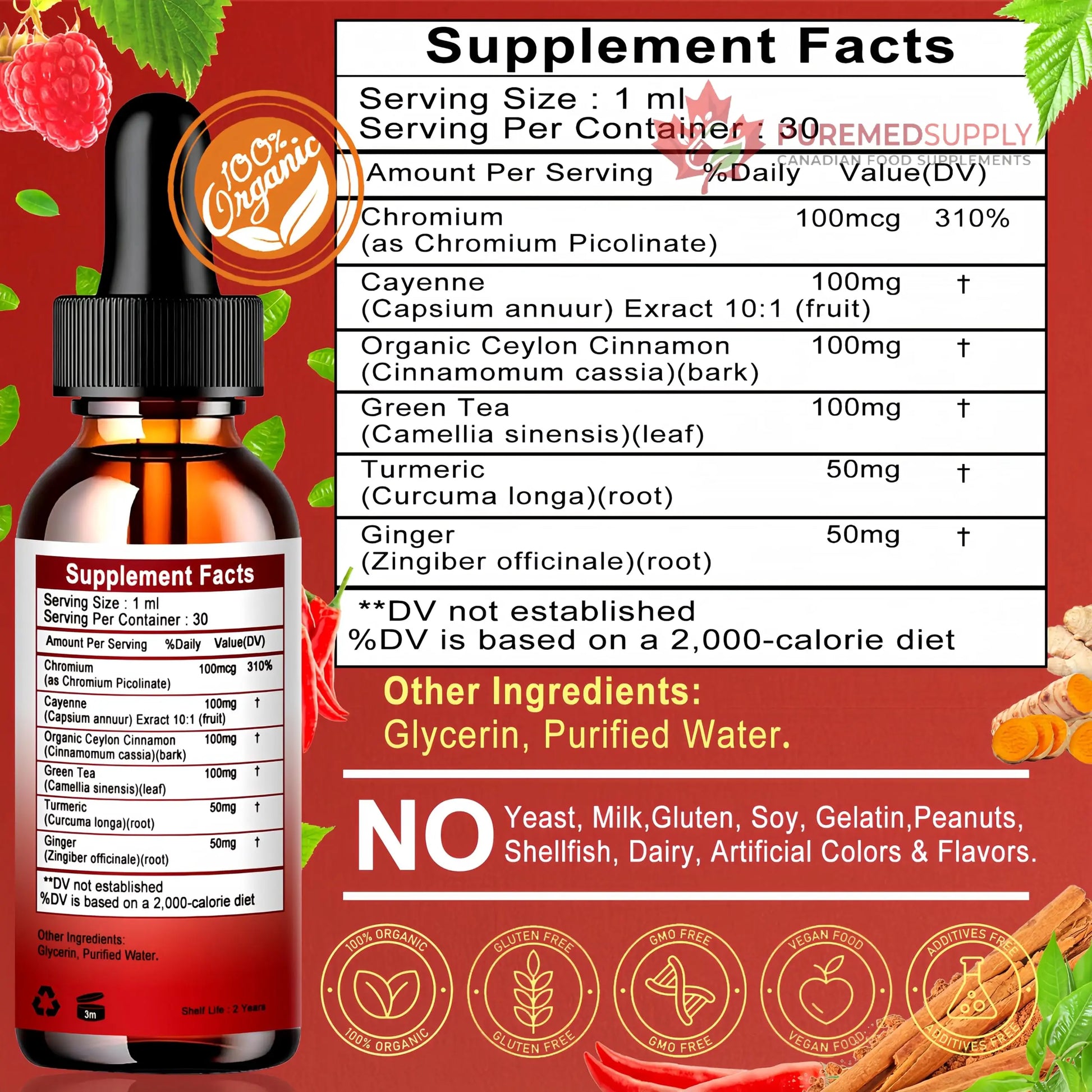 Cayenne Pepper Drops, High Absorption 6-in-1 Liquid Cayenne Pepper Supplement w/Ceylon Cinnamon, Green Tea Extract, Turmeric, Organic Liquid Drops Than Cayenne Capsules Powder Vita letuo buy supplements canada