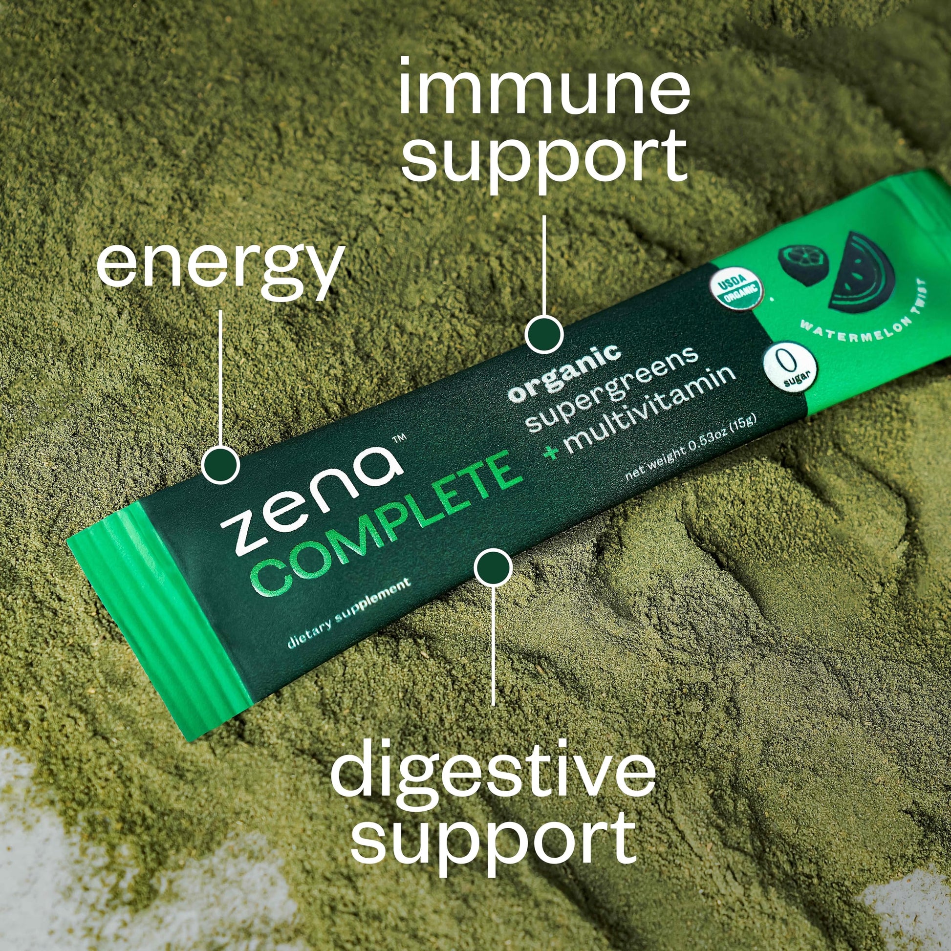 Zena Complete Organic Super Greens Powder & Multivitamin, 90+ Supergreens, Fruits, Veggies, Pre & Probiotics, Watermelon Citrus Flavor Zena Nutrition buy supplements canada