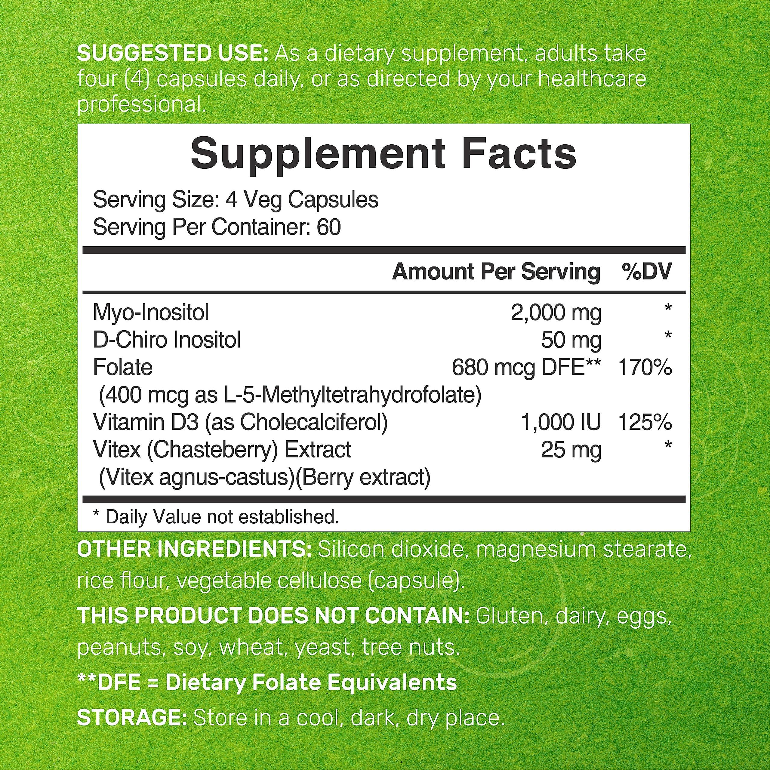 Myo-Inositol & D-Chiro Inositol Supplement (40:1) 2,050mg Per Serving, 240 Veggie Cap DEAL SUPPLEMENT buy supplements canada