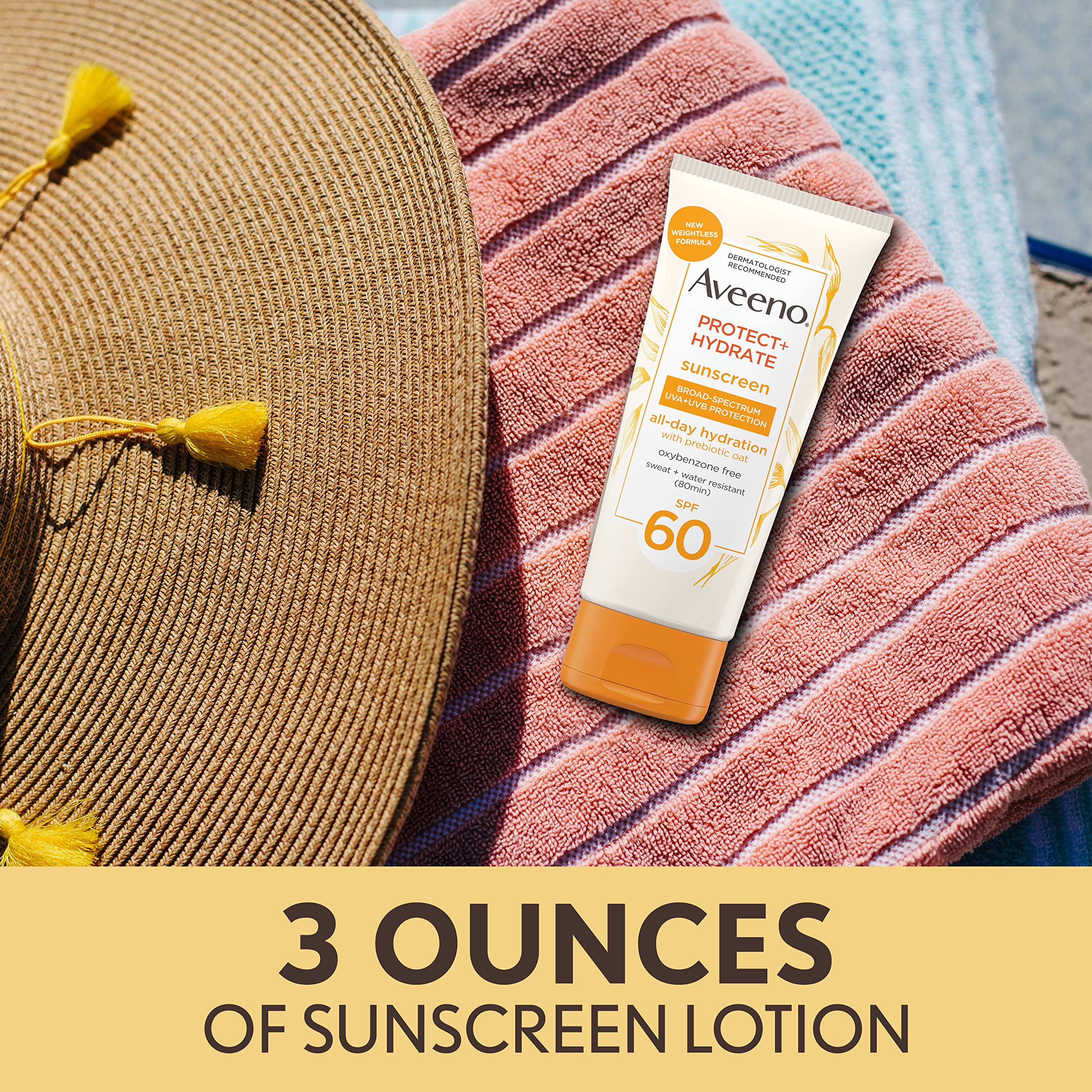 Aveeno Protect + Hydrate Moisturizing Body Sunscreen Lotion with Broad Spectrum SPF 60 & Prebiotic Oat, Weightless & Refreshing Feel Aveeno buy supplements canada