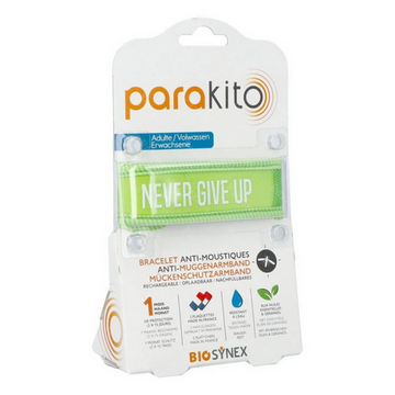 Parakito green bracelet "Never give up" rechargeable mosquito repellent PARAKITO buy supplements canada