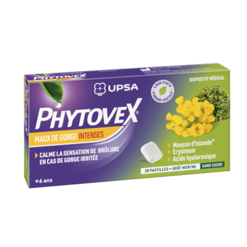 Phytovex intense sore throats - 20 sugar-free lozenges - UPSA UPSA buy supplements canada
