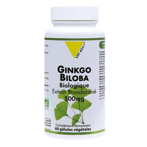 Ginkgo Biloba BIO 500mg Extrait standardisé 60 gélules VIT'ALL+ VIT'ALL+ buy supplements canada
