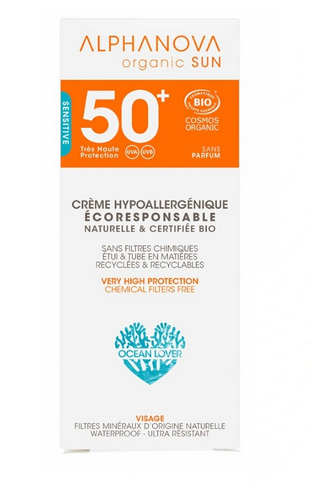 Hypoallergenic sun cream spf 50: sensitive and reactive skin ALPHANOVA ORGANIC SUN