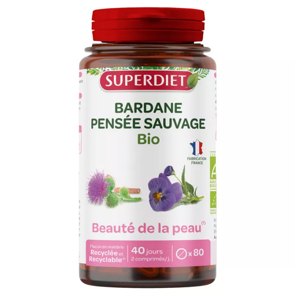 Superdiet Bardane Pensée Sauvage Bio Beauté de la Peau 80 tablets