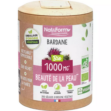 Nat & Form Burdock Skin Beauty Organic 200 Vegetable Capsules