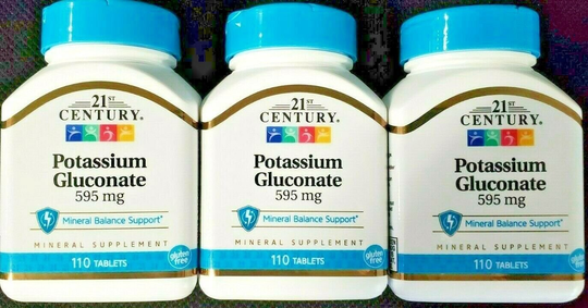 21st Century Potassium Gluconate 595mg Tablets 110ct - 3 Pack