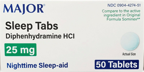 Major Sleep Tabs Diphenhydramine 25mg 50 Ct