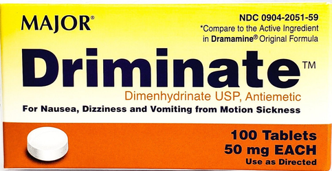 Major Driminate for Motion Sickness (Compare to Dramamine) 100ct
