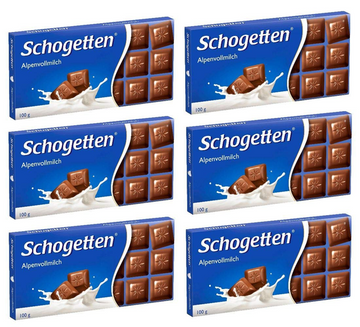 Schogetten German Alpine Milk Chocolate, 100G/3.5Oz (Pack of 6)