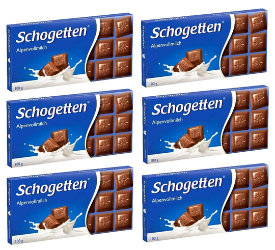 Schogetten German Alpine Milk Chocolate, 100G/3.5Oz (Pack of 6)