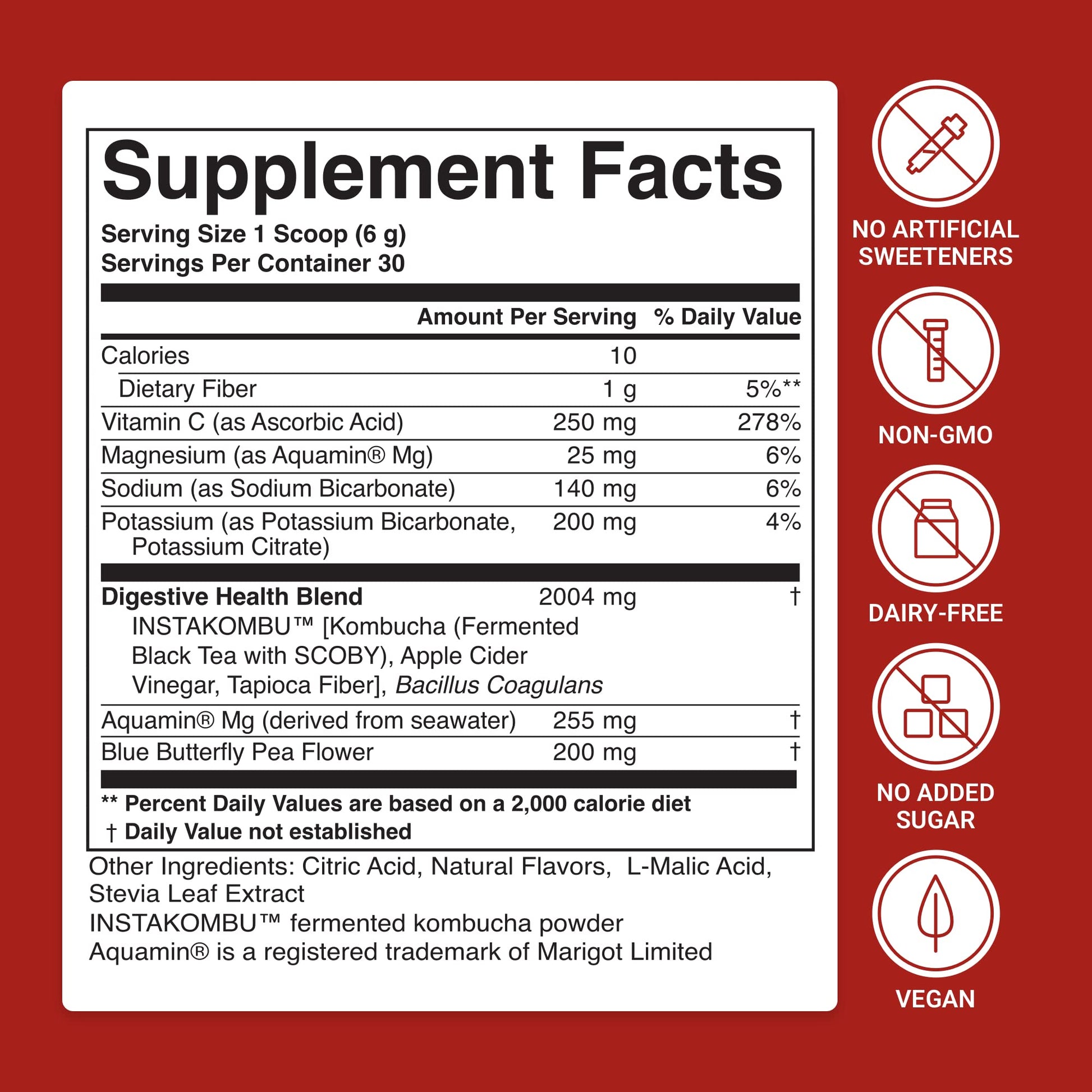 ACTIVATEDYOU Daily Digestive Tonic Kombucha - Support Healthy Digestion & Youthful, Long-Lasting Energy- Prebiotic Fiber, Probiotics, Postbiotics, Vitamin C, Berry Lemonade Flavor (30 Servings) - OzHealthStandard