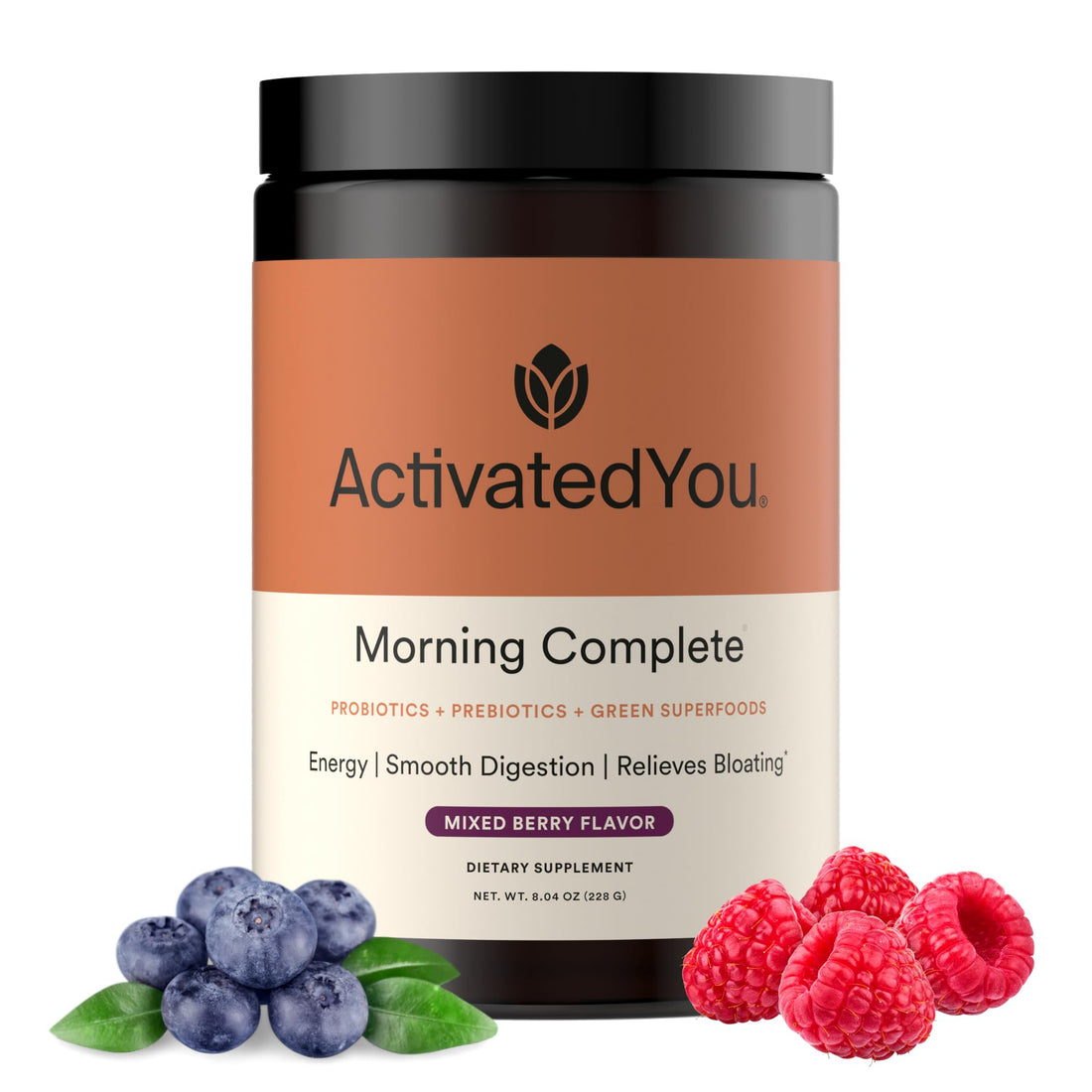 ActivatedYou Morning Complete Super Greens Powder Drink Mix - Gut Health Boost with Prebiotics, Probiotics, & Antioxidants - 10 Billion CFUs, Mixed Berry Flavor - OzHealthStandard