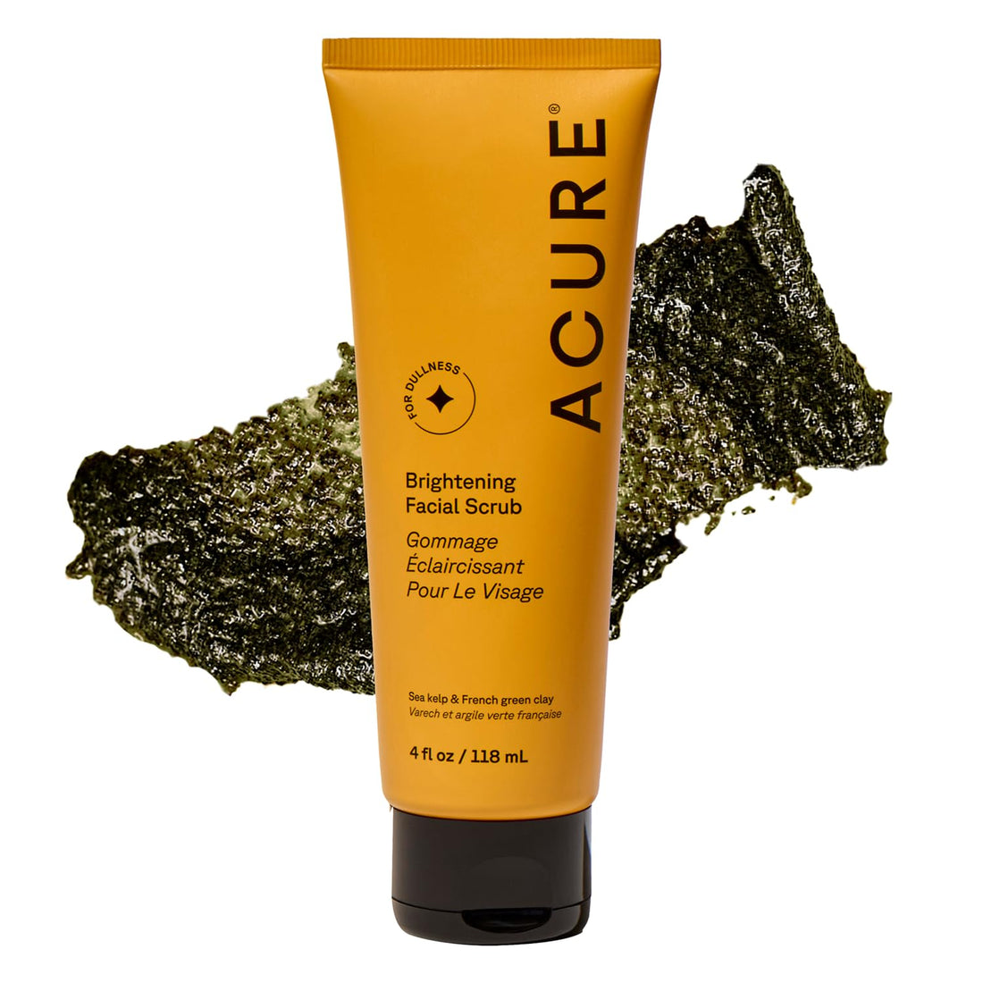 Acure Brightening Facial Scrub - Exfoliating Face Wash, Gentle Daily Scrubber & Exfoliator for Women & Men for Radiant Skin, Cleansing Wash with Sea Kelp & French Green Clay - 4 fl oz - OzHealthStandard