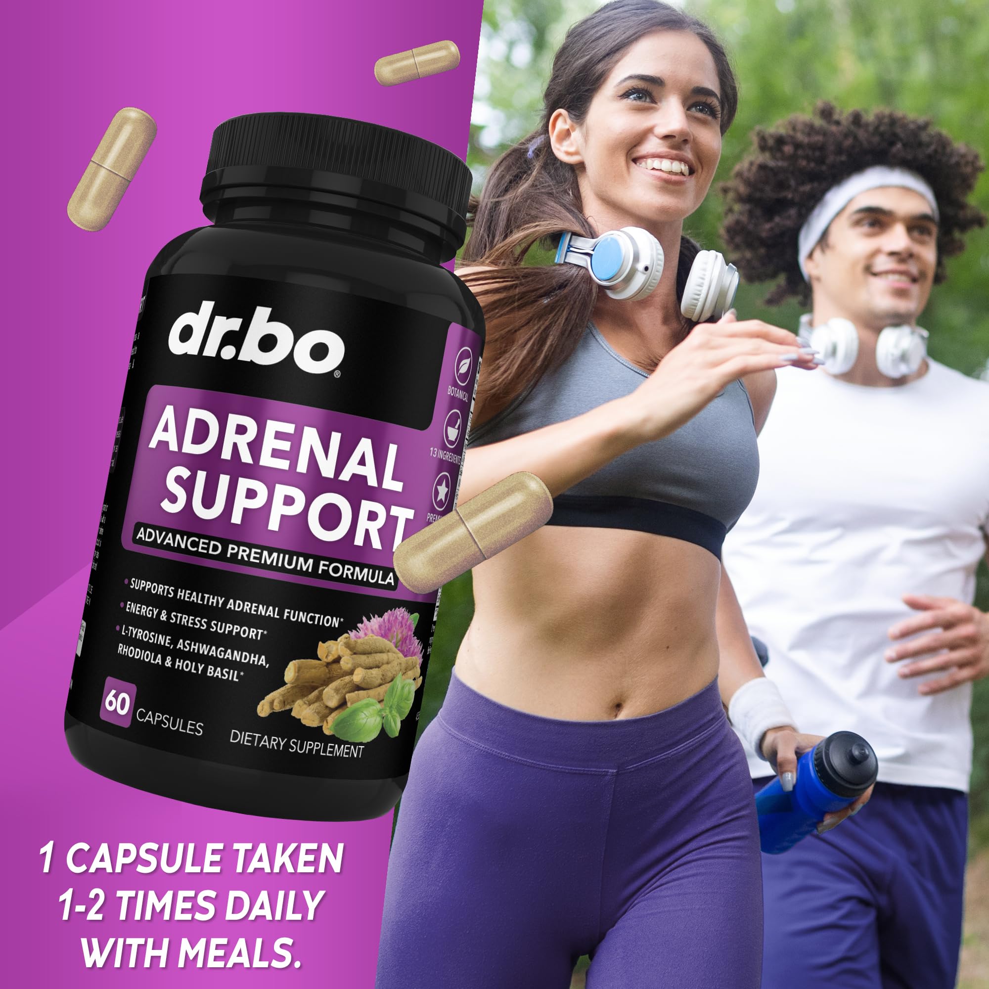 Adrenal Support Cortisol Manager Supplement - Adrenal Fatigue Supplements for Women & Men with Natural Adaptogen Ashwagandha Holy Basil Rhodiola L Tyrosine Complex Fatigue Cortisol Health - 60 Pills - OzHealthStandard