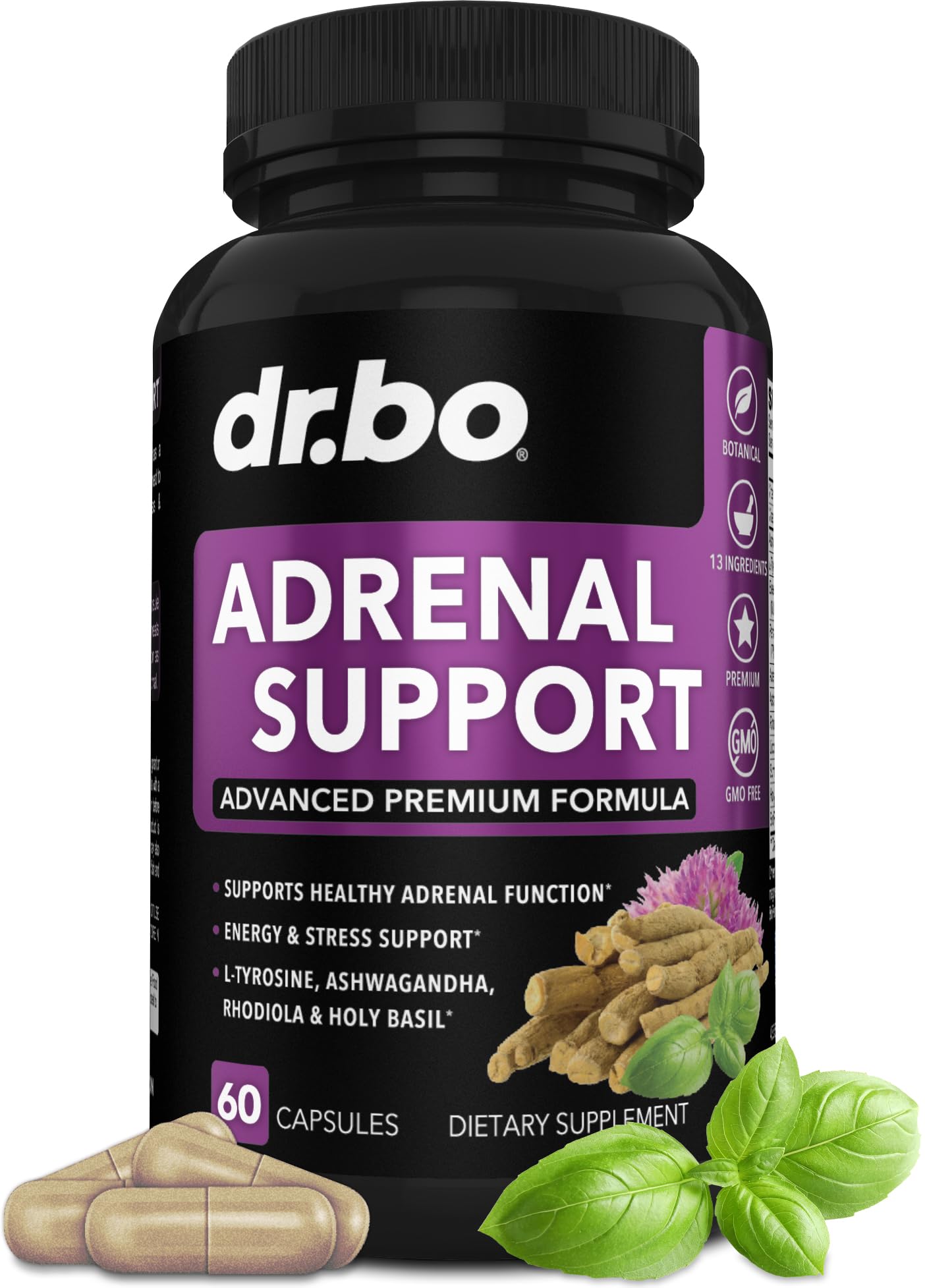 Adrenal Support Cortisol Manager Supplement - Adrenal Fatigue Supplements for Women & Men with Natural Adaptogen Ashwagandha Holy Basil Rhodiola L Tyrosine Complex Fatigue Cortisol Health - 60 Pills - OzHealthStandard