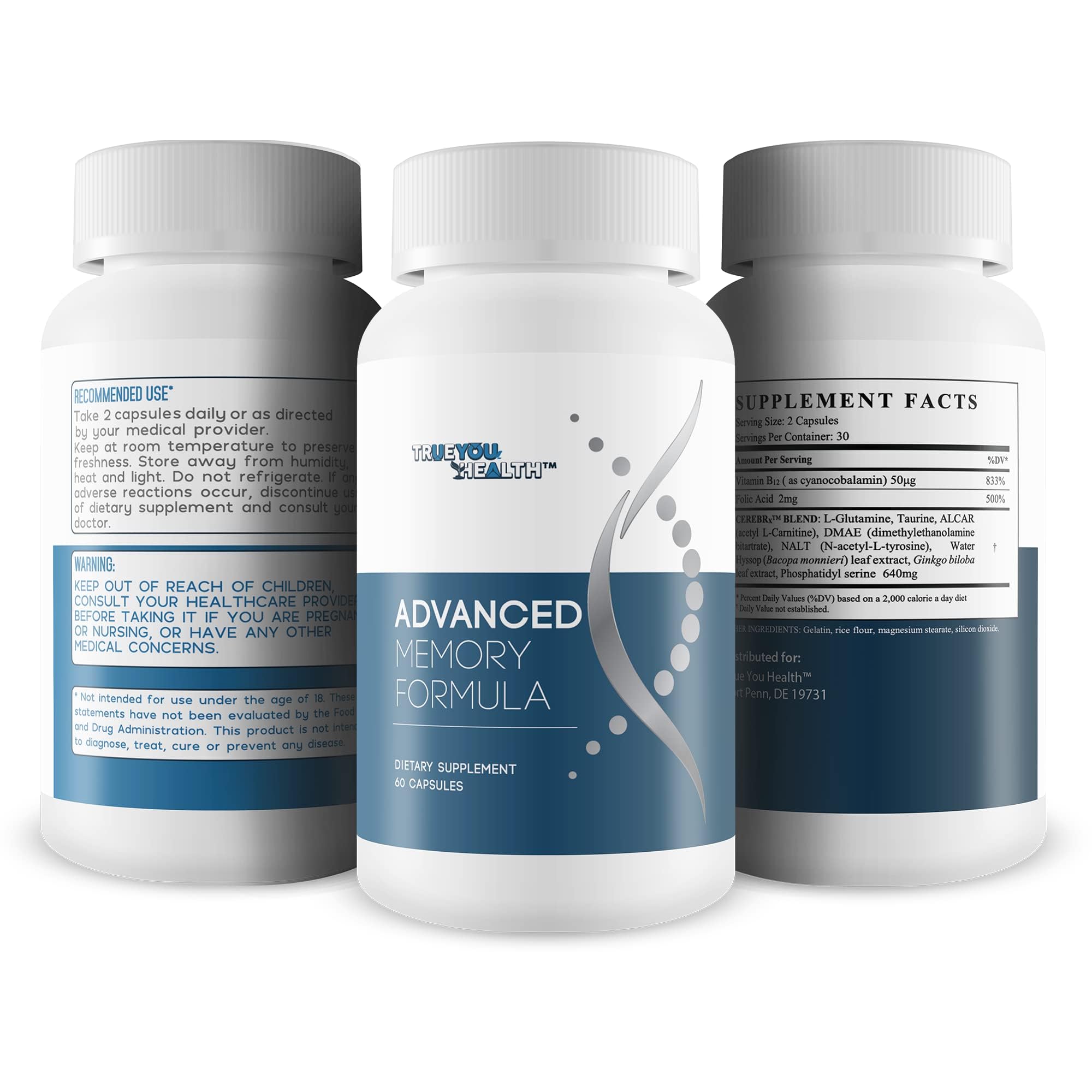 Advanced Memory Formula - by True You Health - Our Best Memory & Brain Formula - Formulated with Ginkgo Biloba and Other Premium Ingredients for Cognitive Performance, Focus, and Clarity - OzHealthStandard