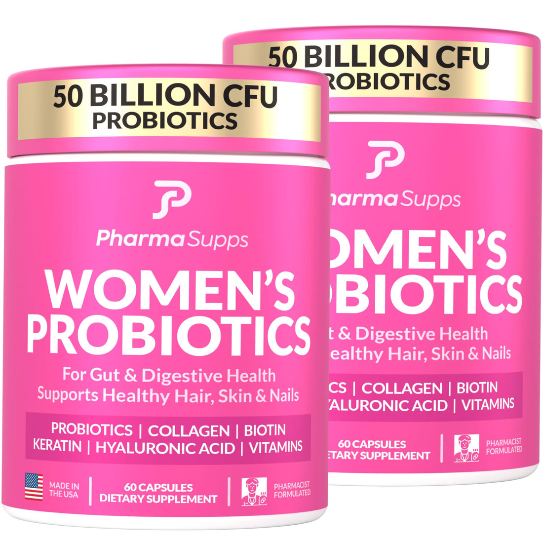 ADVANCED Women's Probiotics for Gut Health - Hair, Skin, & Nails Vitamins Support - 50 Billion CFU w/ Collagen, Biotin & Keratin - Probiotic Supplement for Digestive Health & Bloating Relief, USA-Made - OzHealthStandard