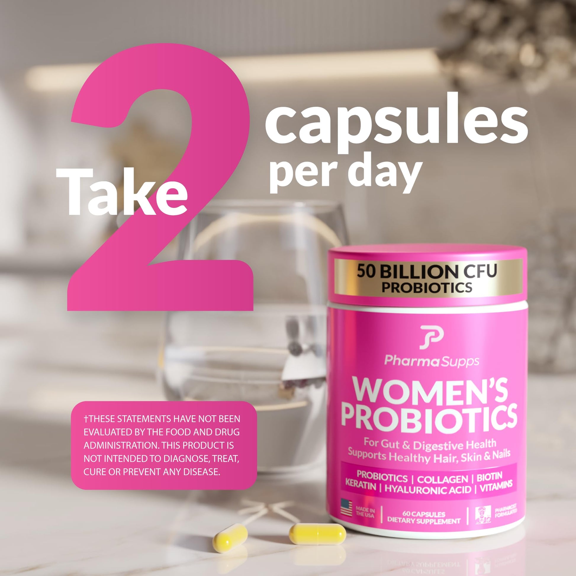 ADVANCED Women's Probiotics for Gut Health - Hair, Skin, & Nails Vitamins Support - 50 Billion CFU w/ Collagen, Biotin & Keratin - Probiotic Supplement for Digestive Health & Bloating Relief, USA-Made - OzHealthStandard