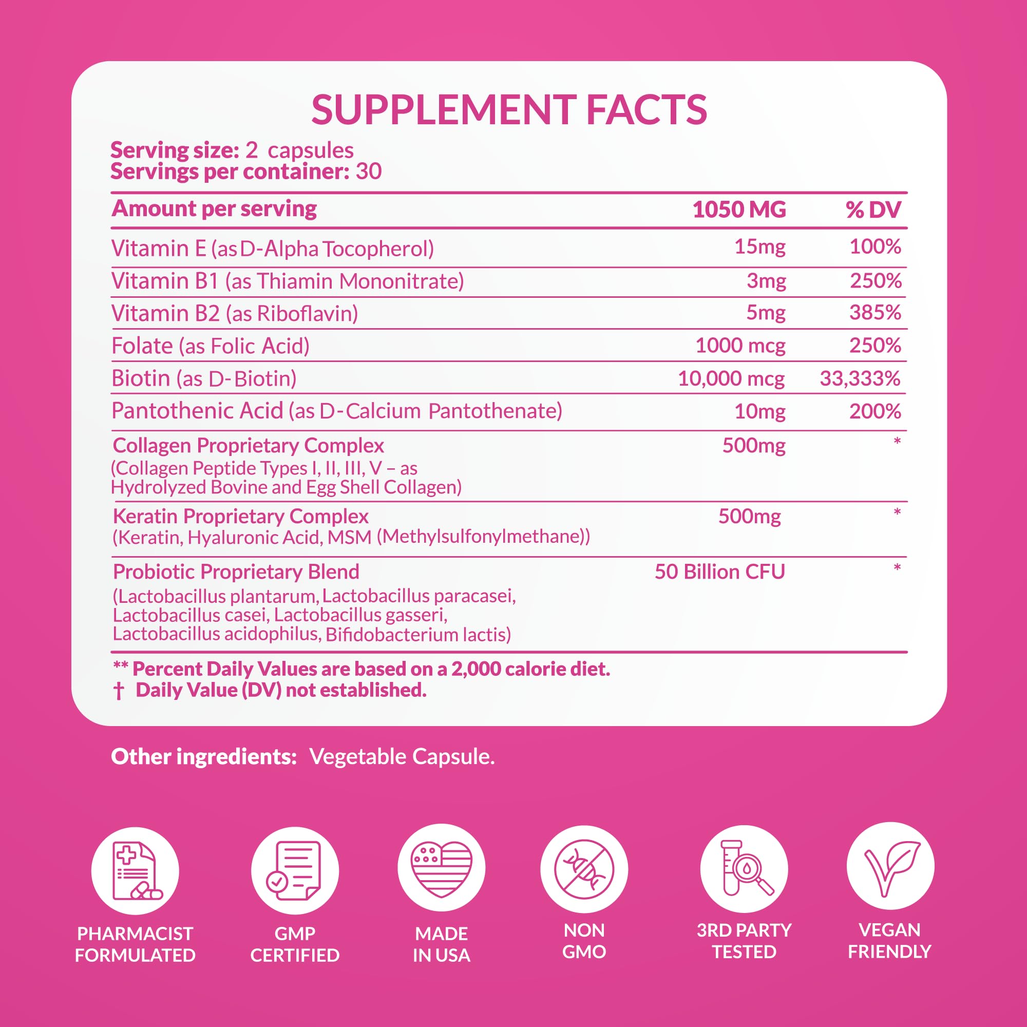 ADVANCED Women's Probiotics for Gut Health - Hair, Skin, & Nails Vitamins Support - 50 Billion CFU w/ Collagen, Biotin & Keratin - Probiotic Supplement for Digestive Health & Bloating Relief, USA-Made - OzHealthStandard