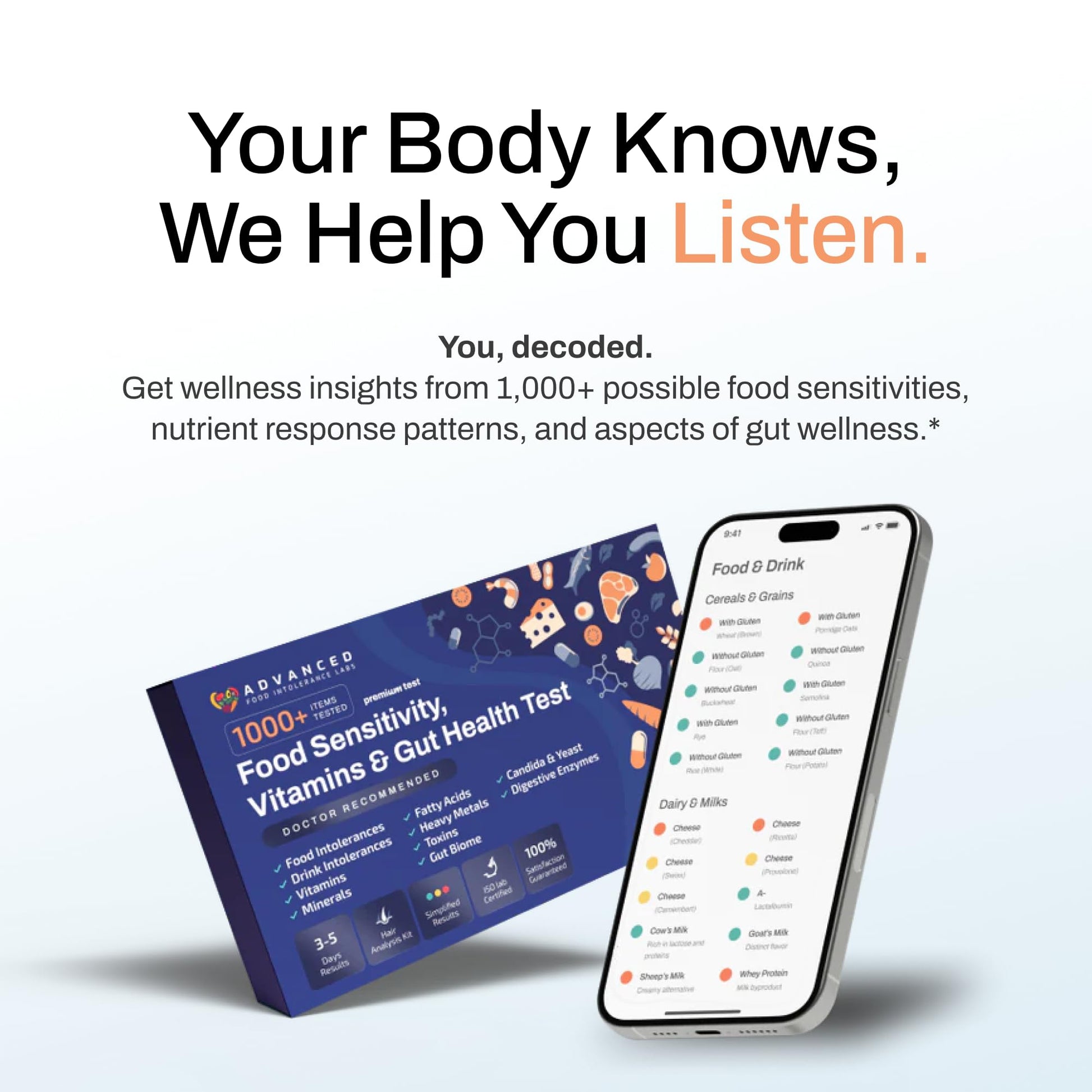 AFIL 1000+ Foods, Drinks, Vitamins, Gut, At-Home Wellness Test Kit, Trusted Hair Analysis for Adults & Kids, At-Home Health Non-Invasive, Gluten, Dairy Health Wellness Indicators - OzHealthStandard