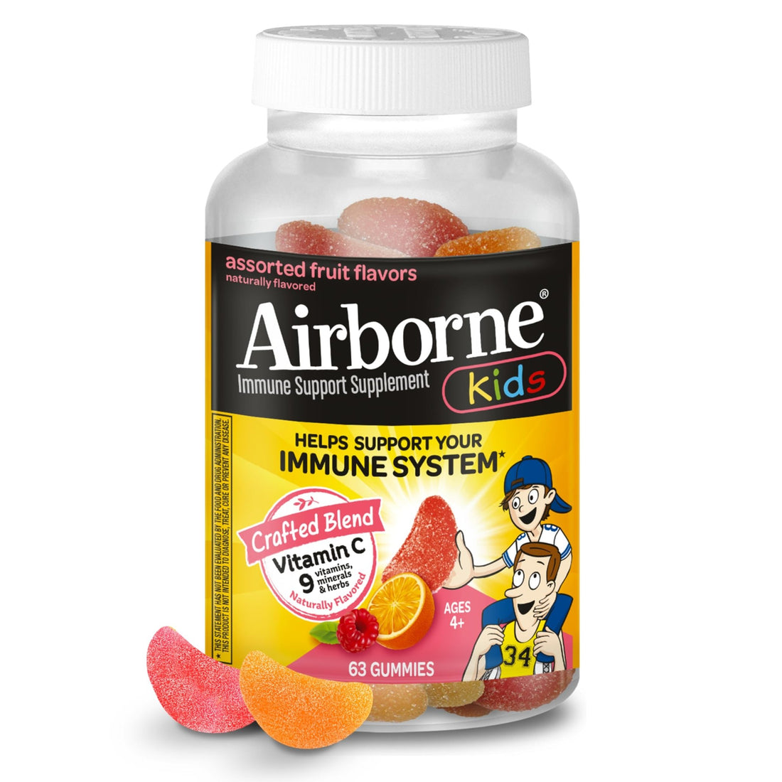 Airborne 500mg Vitamin C + Zinc Immune Support Supplement Gummies for Kids, Assorted Fruit Flavor, Gluten Free Crafted Blend - OzHealthStandard