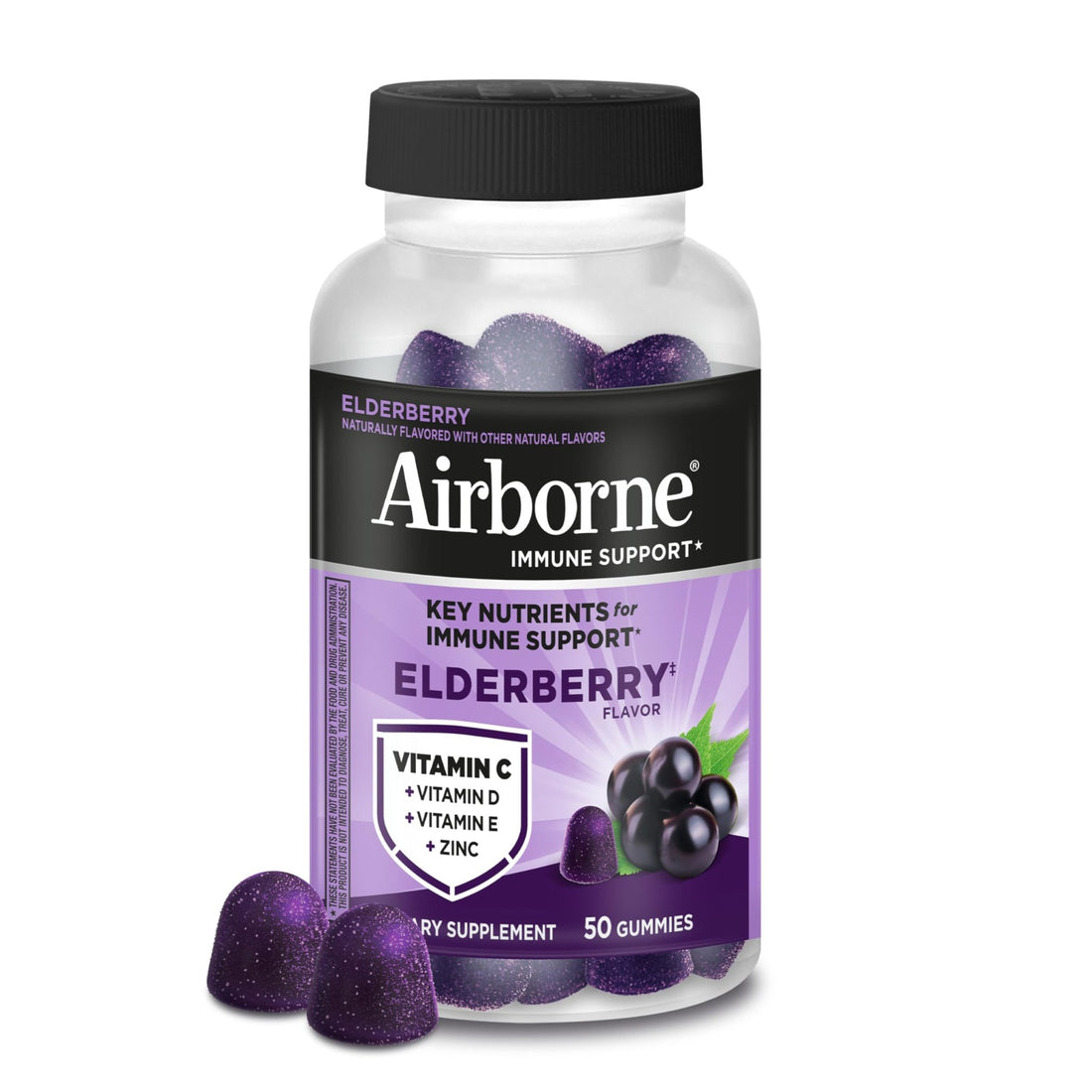 Airborne Elderberry + Zinc & Vitamin C Gummies For Adults, Immune Support Vitamin D & Zinc Gummies With Powerful Antioxidant Vitamins C D & E - OzHealthStandard