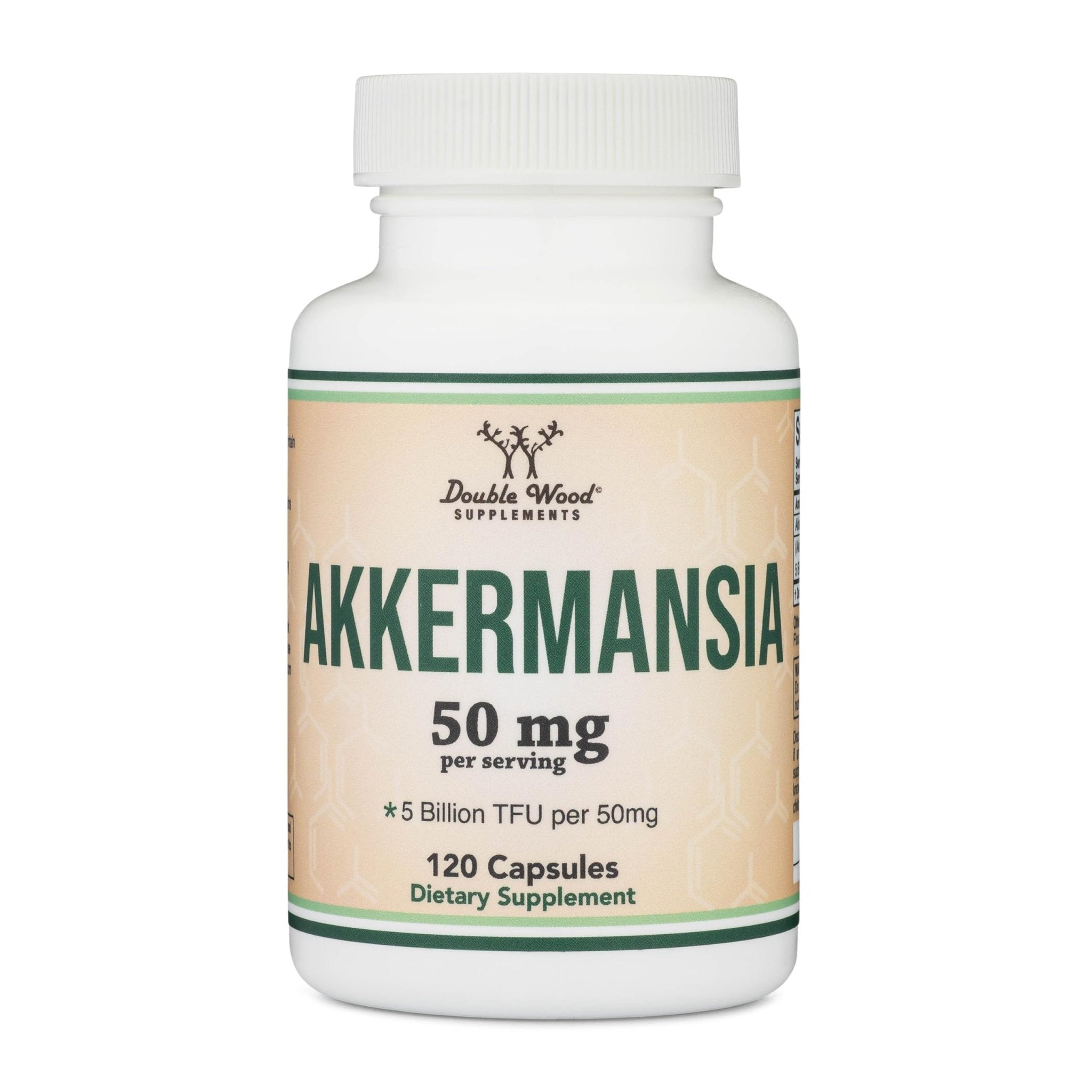 Akkermansia Probiotic and Postbiotic (Increases GLP-1 Production) 120 Capsules, 50mg per Serving (Third Party Tested to 5 Billion TFU per Serving, 50 Billion CFU per Gram) by Double Wood - OzHealthStandard