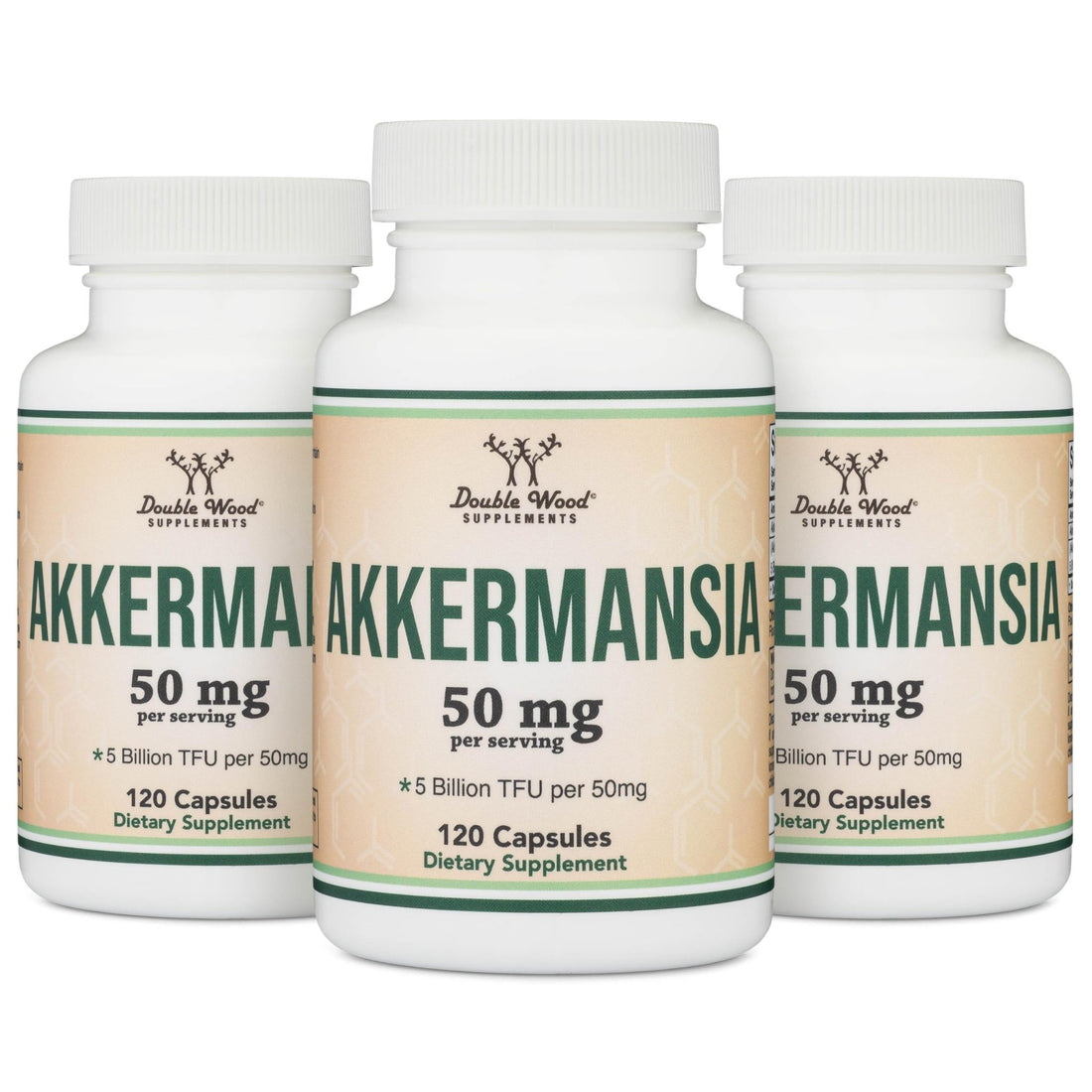 Akkermansia Probiotic and Postbiotic (Increases GLP-1 Production) 120 Capsules, 50mg per Serving (Third Party Tested to 5 Billion TFU per Serving, 50 Billion CFU per Gram) by Double Wood - OzHealthStandard