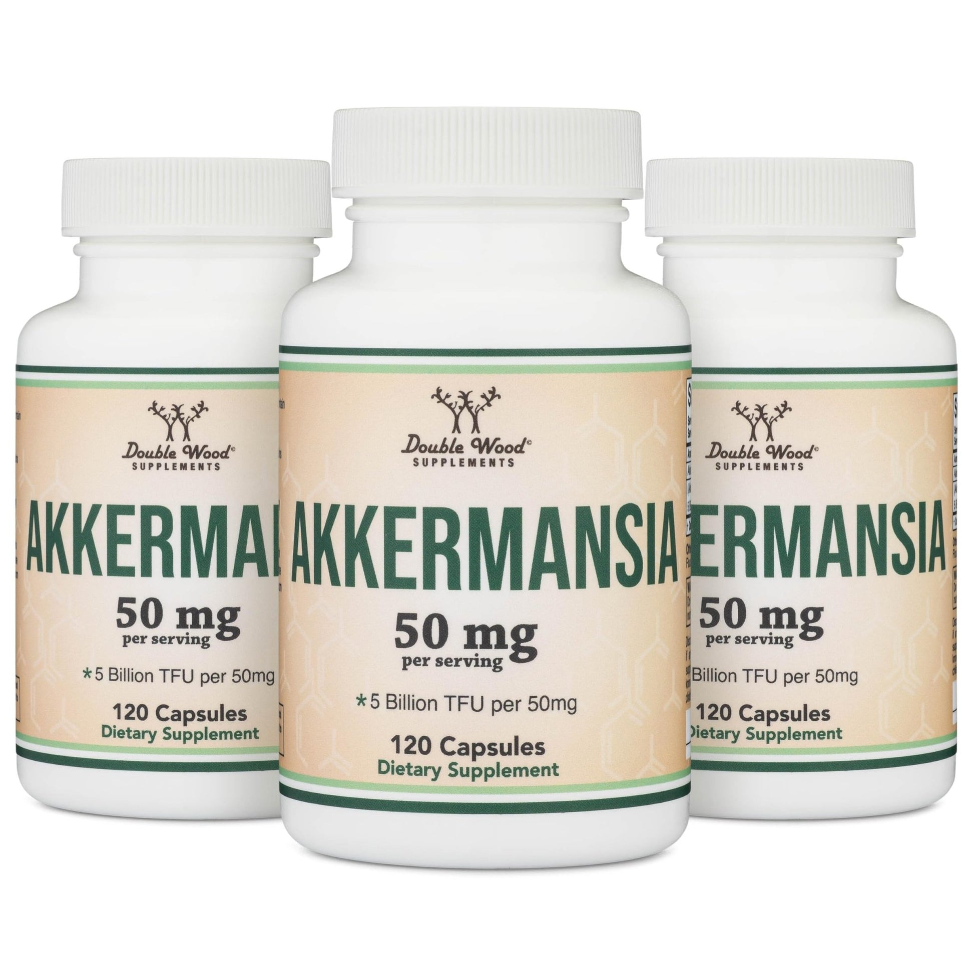 Akkermansia Probiotic and Postbiotic (Increases GLP-1 Production) 120 Capsules, 50mg per Serving (Third Party Tested to 5 Billion TFU per Serving, 50 Billion CFU per Gram) by Double Wood - OzHealthStandard