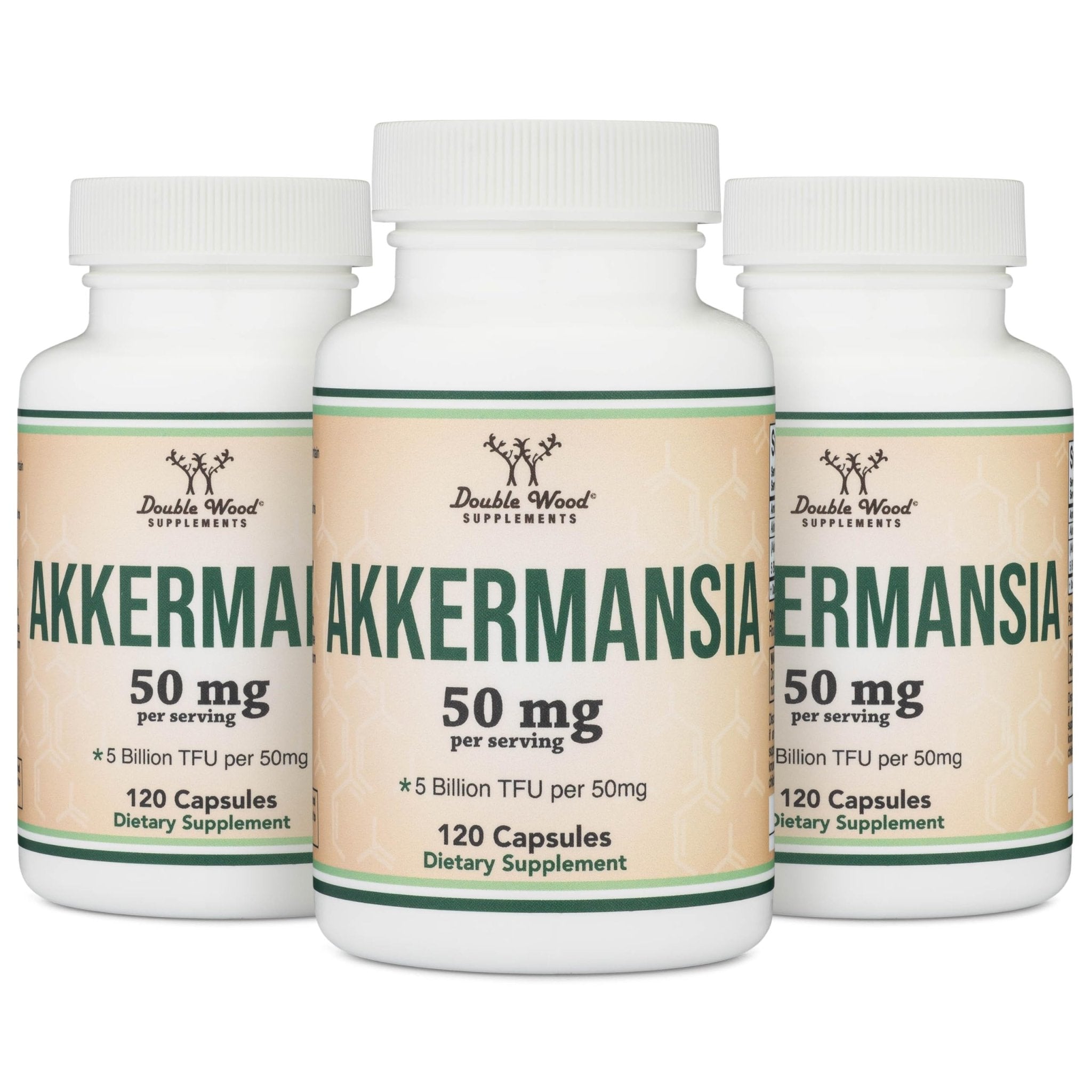 Akkermansia Probiotic and Postbiotic (Increases GLP-1 Production) 120 Capsules, 50mg per Serving (Third Party Tested to 5 Billion TFU per Serving, 50 Billion CFU per Gram) by Double Wood - OzHealthStandard