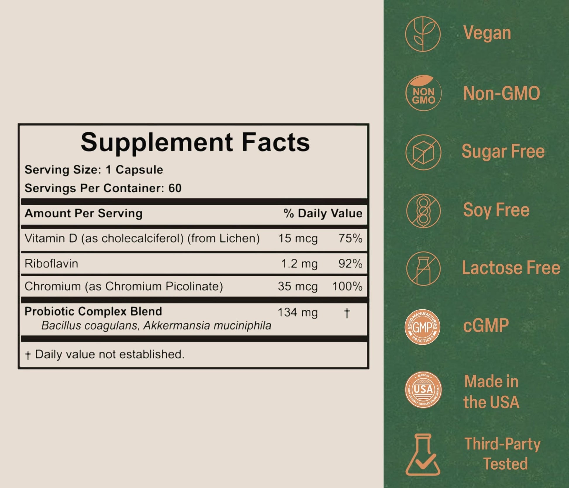 Akkermansia Probiotic for Appetite Suppressant & Craving Control | Increases GLP-1 for Weight Loss | 60 Day Supply | Made in USA | Bacillus Coagulans, B2, D3 & Chromium | SIBO Friendly, Vegan - OzHealthStandard