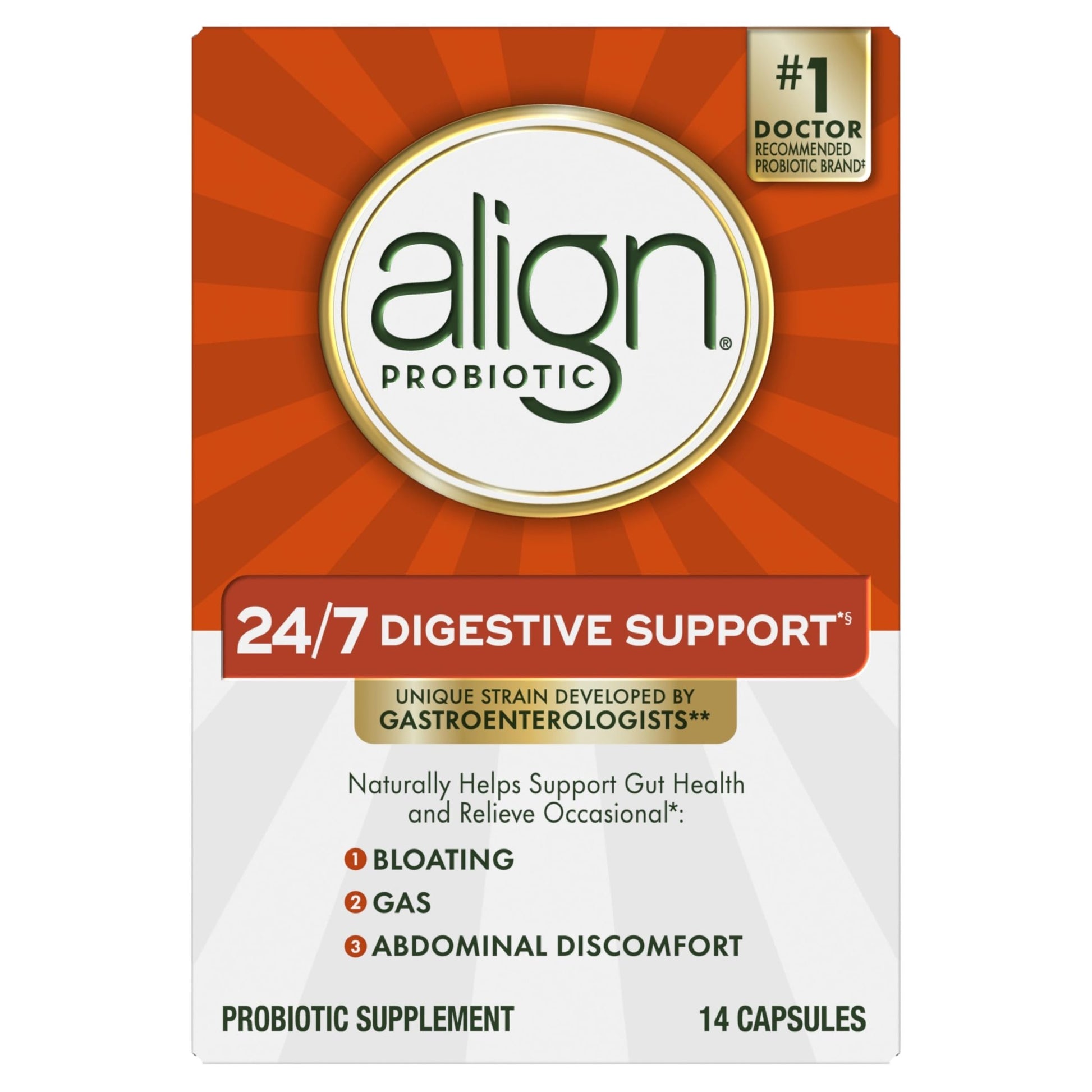 Align Probiotic, 24/7 Digestive Support*§, Probiotics for Women and Men, Probiotics for Digestive Health, Men and Womens Probiotic Capsules Help Relieve Occasional Bloating & Gas*, 14 Capsules - OzHealthStandard