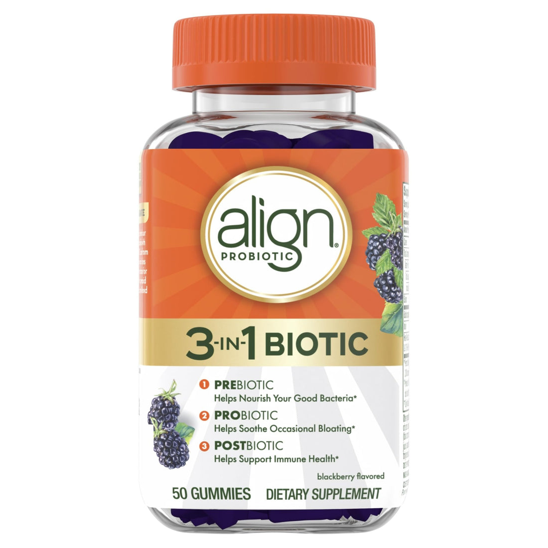 Align Probiotic, 3-in-1 Biotic Gummies, Prebiotic + Probiotic + Postbiotic, 1 Doctor Recommended Probiotic Brand‡, Helps Relieve Occasional Bloating - OzHealthStandard