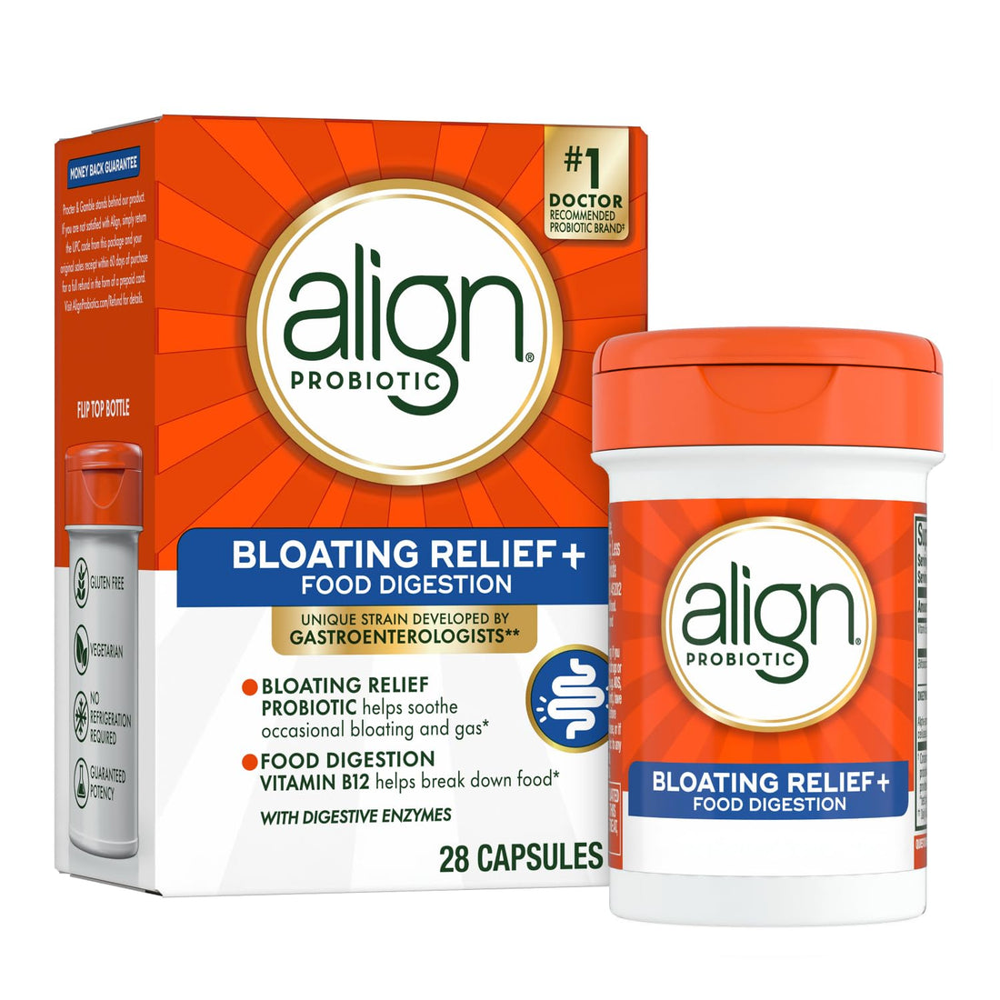 Align Probiotic Bloating Relief + Food Digestion, Probiotics for Women and Men, 1 Doctor Recommended Brand‡, Promotes Digestive Health and Helps Support the Metabolism of Food*, 28 Capsules - OzHealthStandard