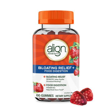 Align Probiotic, Bloating Relief + Food Digestion, Probiotics for Women and Men, Probiotic Helps Soothe Occasional Bloating*, With Vitamin B12 to Help Break Down Food into Cellular Energy*,60 Gummies - OzHealthStandard