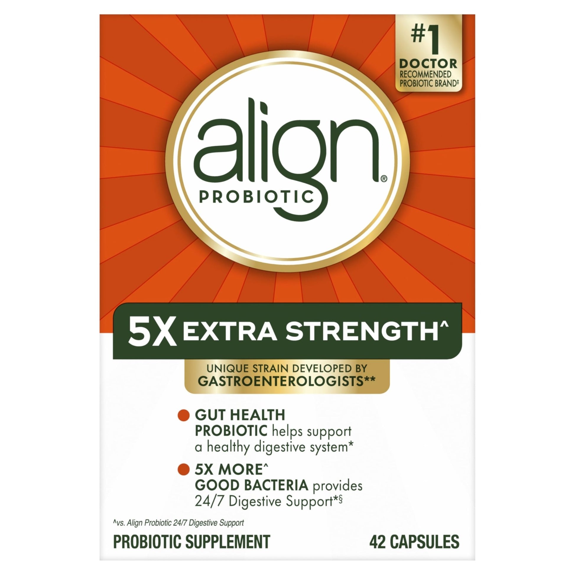 Align Probiotic, Extra Strength, Probiotics for Women and Men, Probiotics for Men, Probiotic Capsules have 5X CFUs, 42 Capsules - OzHealthStandard