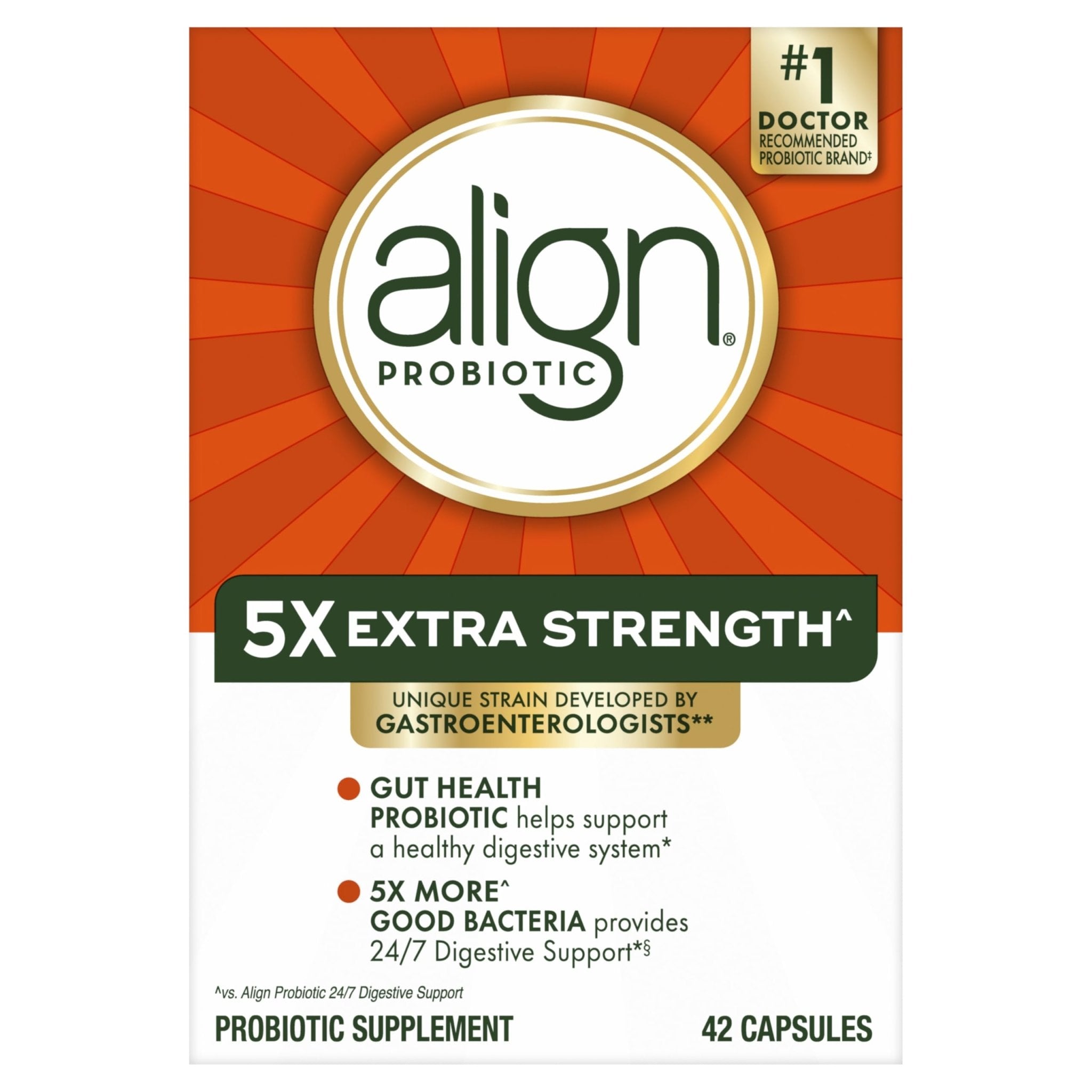 Align Probiotic, Extra Strength, Probiotics for Women and Men, Probiotics for Men, Probiotic Capsules have 5X CFUs, 42 Capsules - OzHealthStandard
