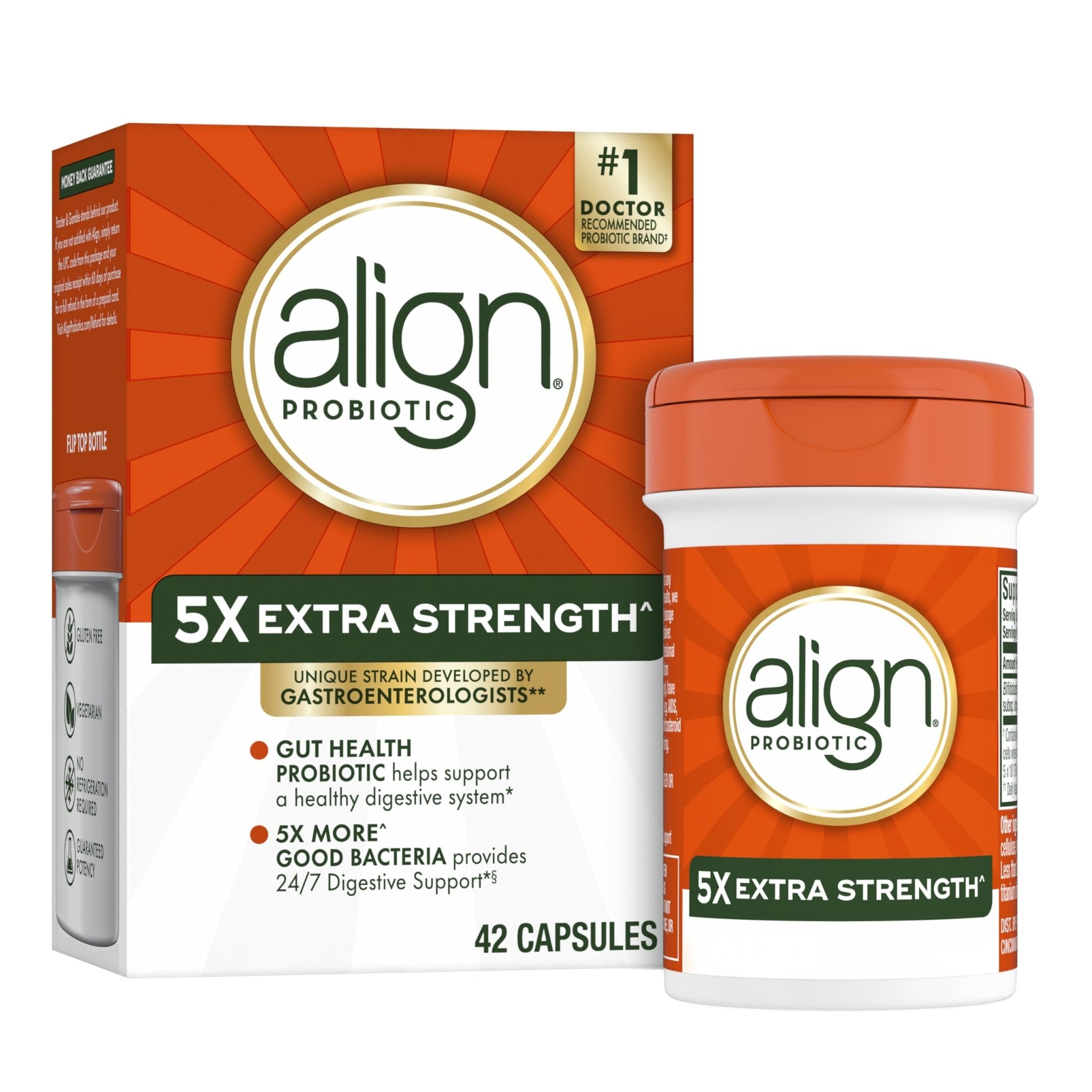 Align Probiotic, Extra Strength, Probiotics for Women and Men, Probiotics for Men, Probiotic Capsules have 5X CFUs, 42 Capsules - OzHealthStandard