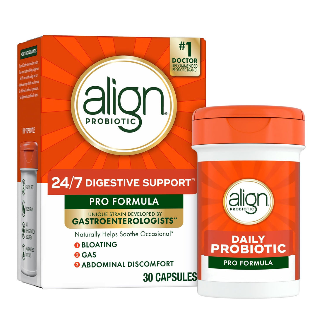 Align Probiotic, Pro Formula, Probiotics for Women and Men, Probiotics for Digestive Health, Men and Womens Probiotic Capsules Help Relieve Occasional Bloating & Gas*, 30 Capsules - OzHealthStandard