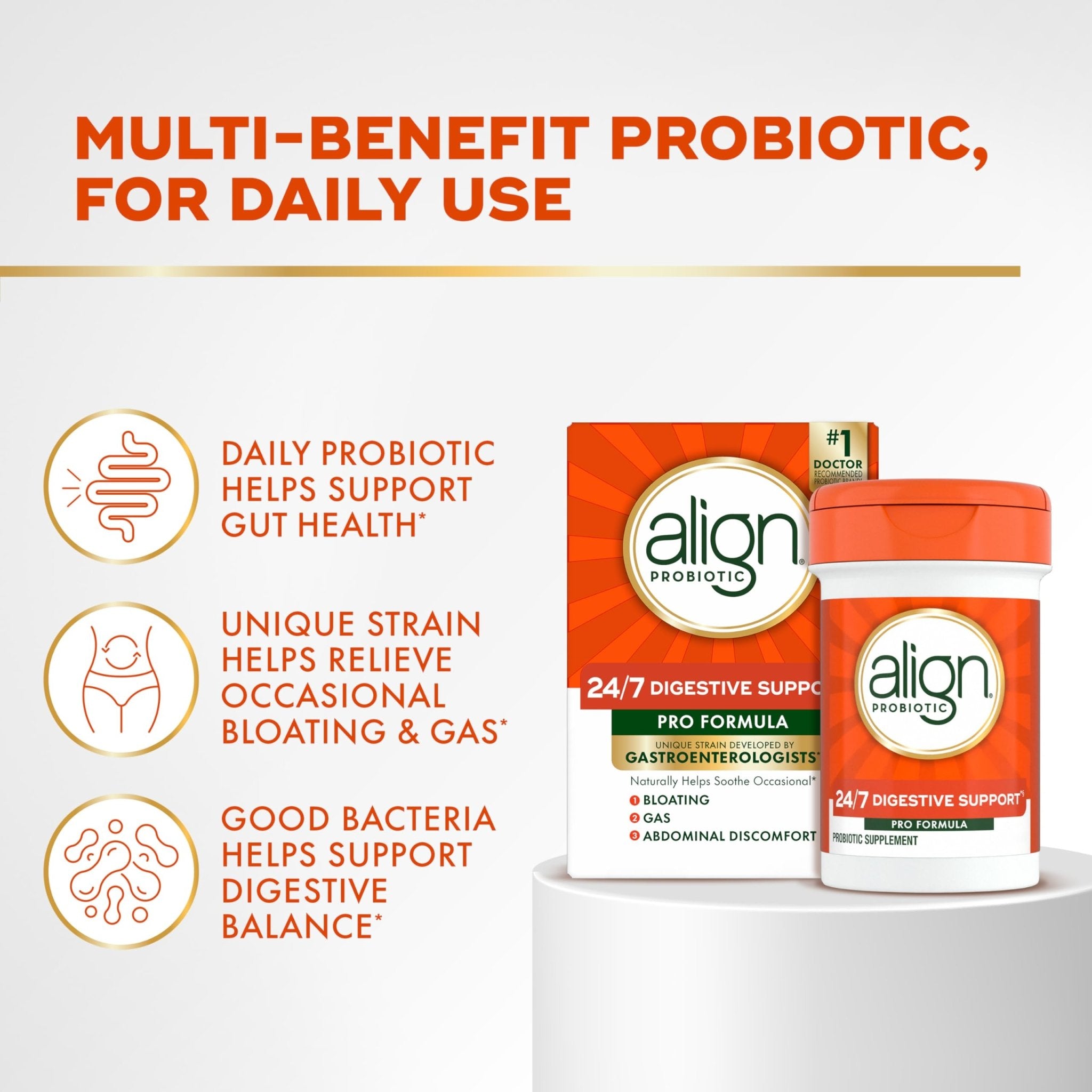 Align Probiotic, Pro Formula, Probiotics for Women and Men, Probiotics for Digestive Health, Men and Womens Probiotic Capsules Help Relieve Occasional Bloating & Gas*, 30 Capsules - OzHealthStandard
