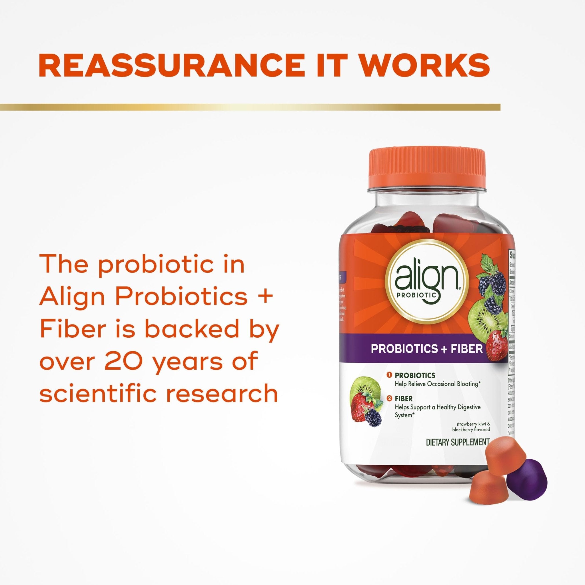Align Probiotic, Probiotics + Fiber Gummies, Probiotics Help Relieve Occasional Bloating*, Fiber Helps Support a Healthy Digestive System - OzHealthStandard